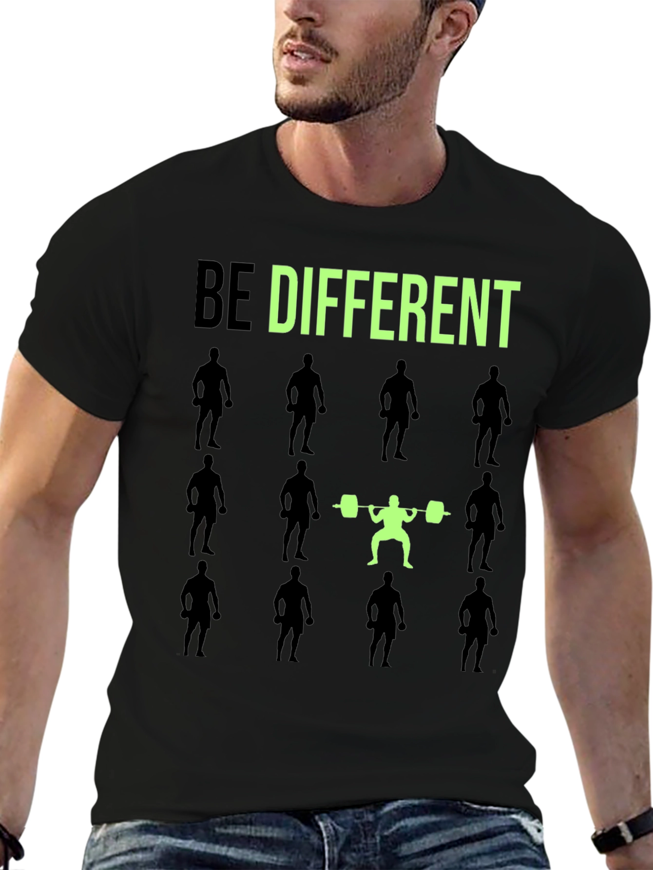 Be Different Gym T-Shirt Weightlifting Squat Fitness Tee