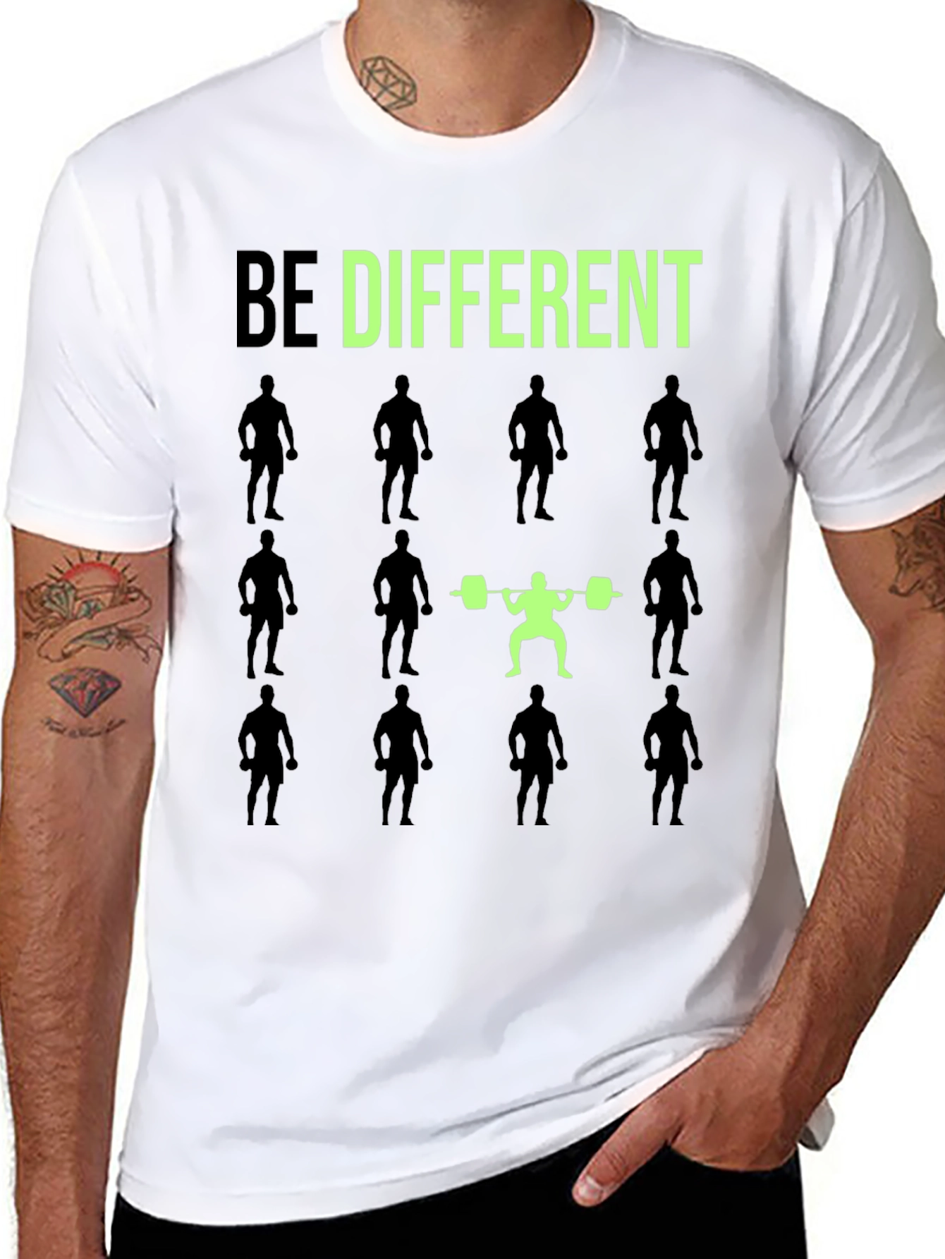 Be Different Gym T-Shirt Weightlifting Squat Fitness Tee