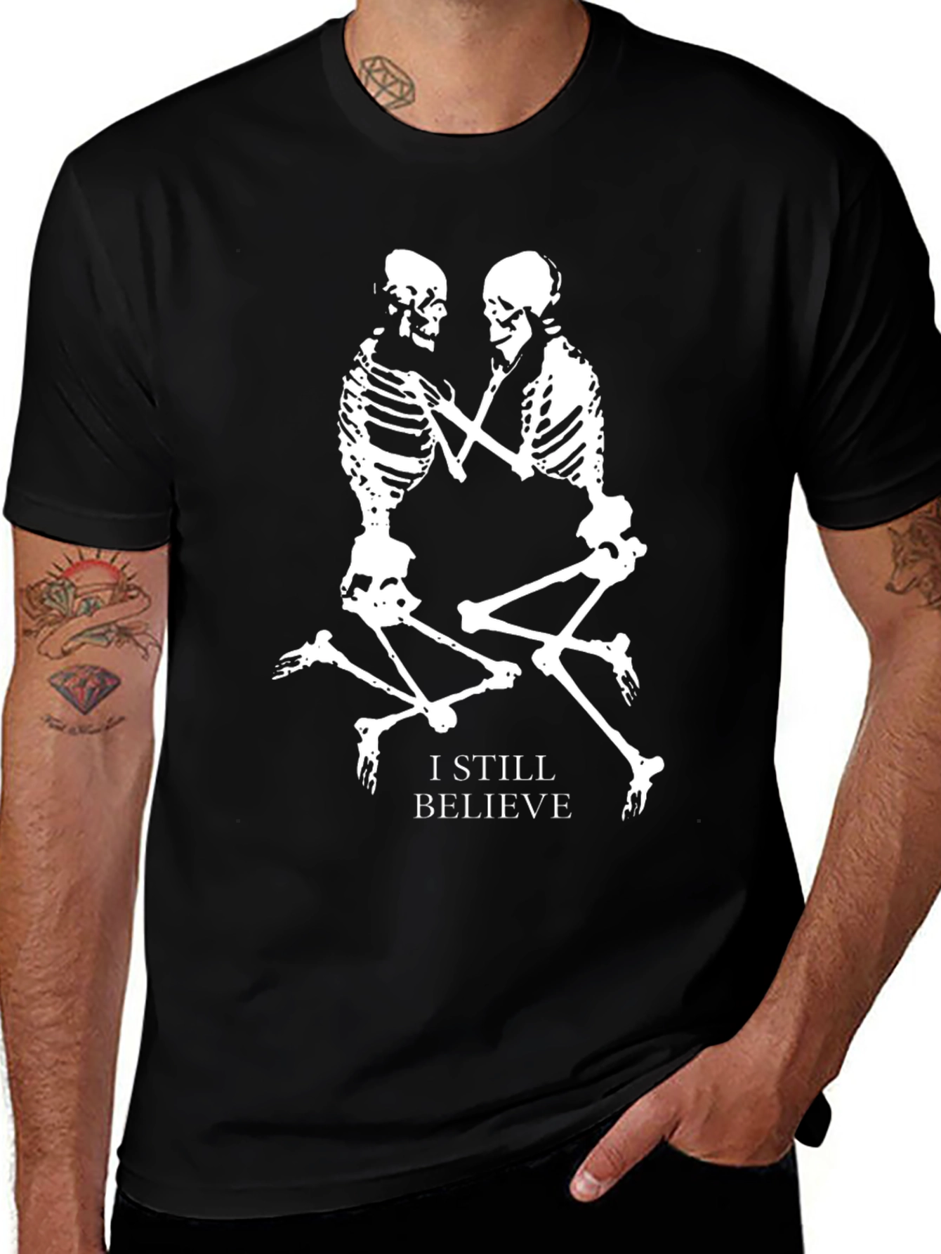 I Still Believe Skeleton Couple Black T-Shirt