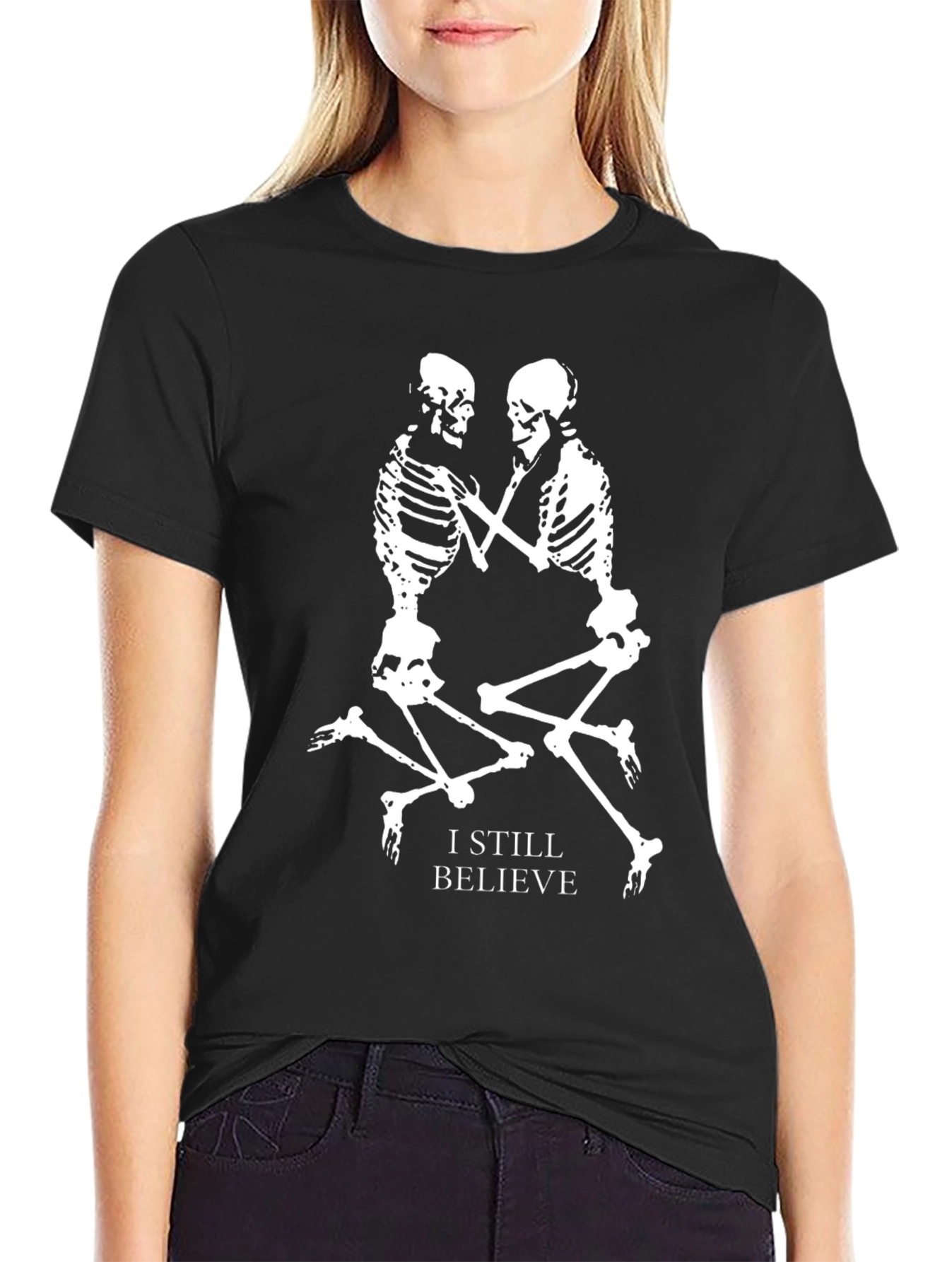 I Still Believe Skeleton Couple Black T-Shirt