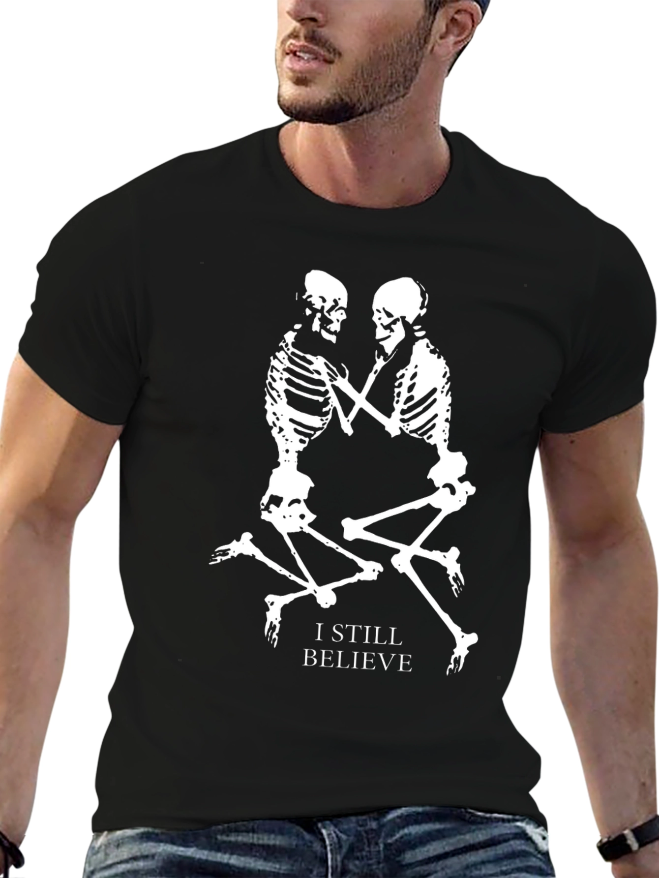 I Still Believe Skeleton Couple Black T-Shirt