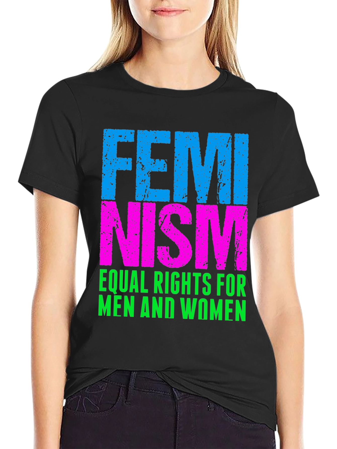 Feminism Equal Rights T-Shirt - Black Cotton Blend