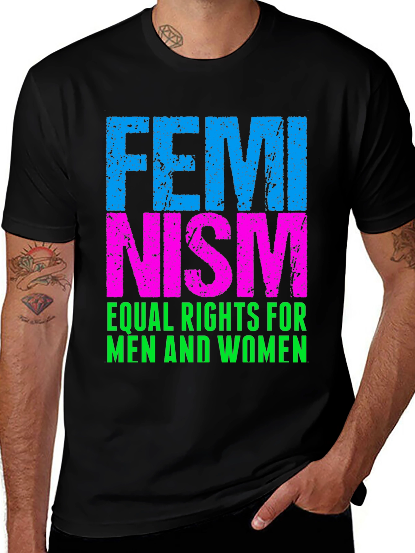 Feminism Equal Rights T-Shirt - Black Cotton Blend