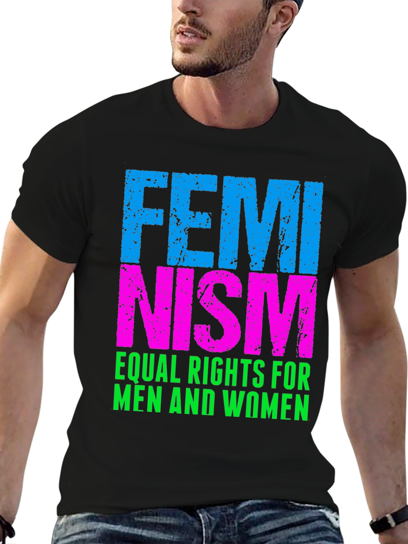 Feminism Equal Rights T-Shirt - Black Cotton Blend