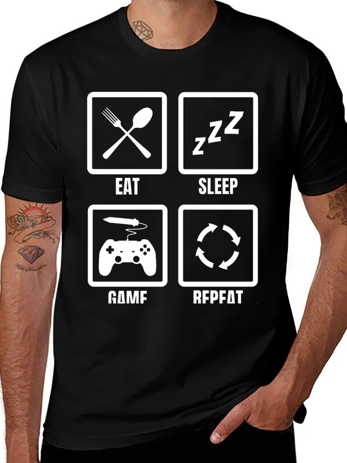 Eat Sleep Game Repeat T-Shirt Gamer Life