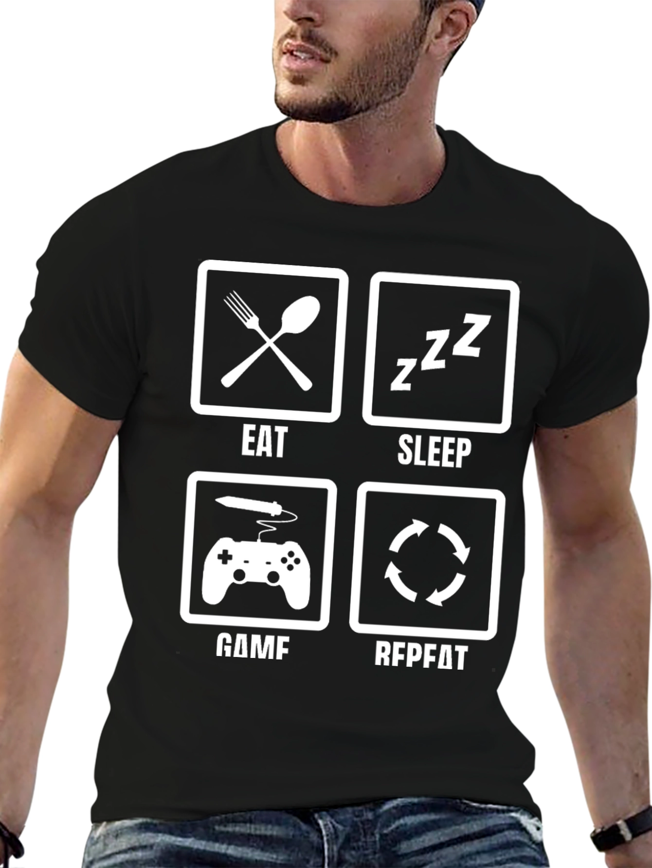 Eat Sleep Game Repeat T-Shirt Gamer Life