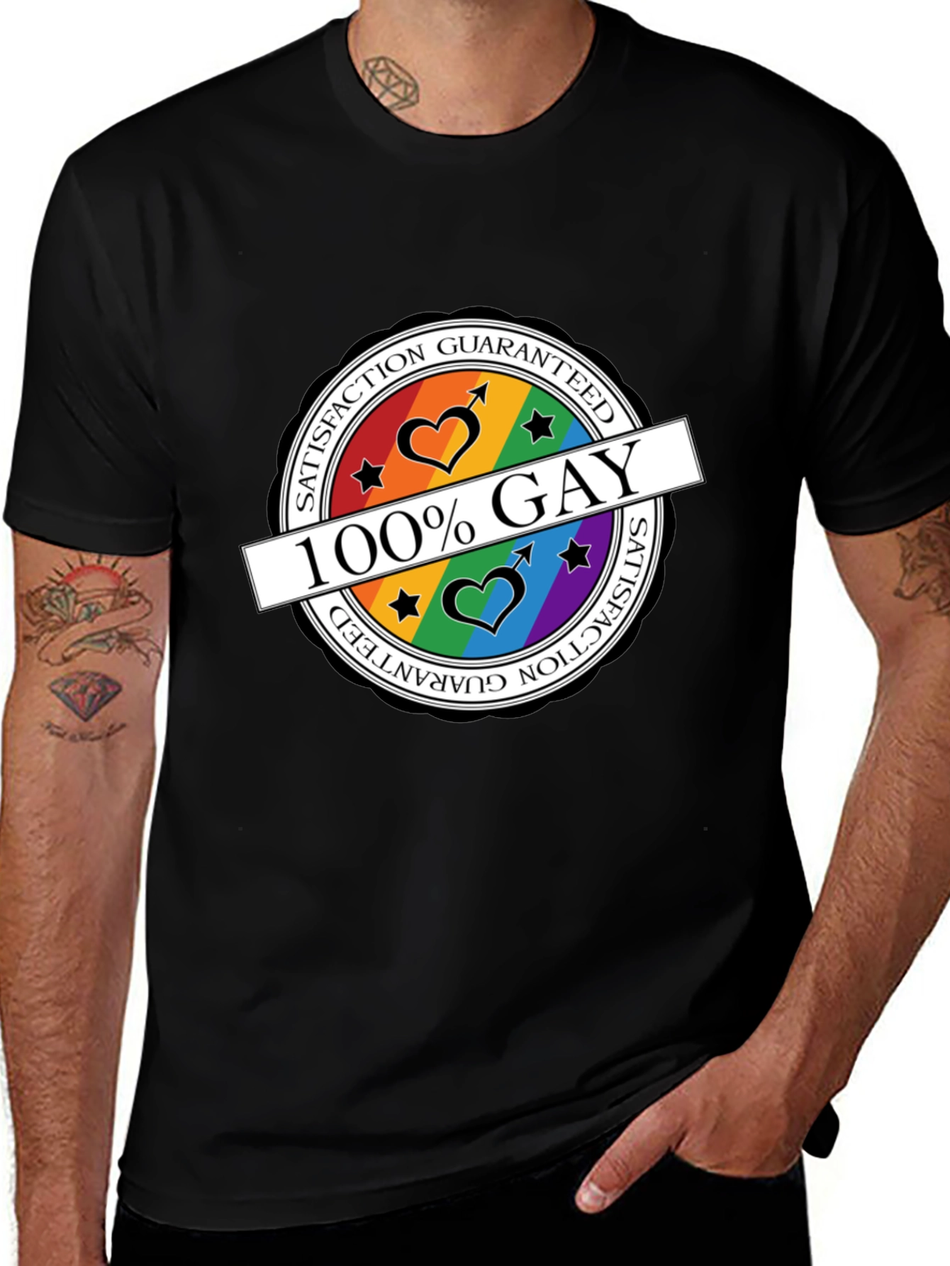 100% Gay Pride T-Shirt - Satisfaction Guaranteed