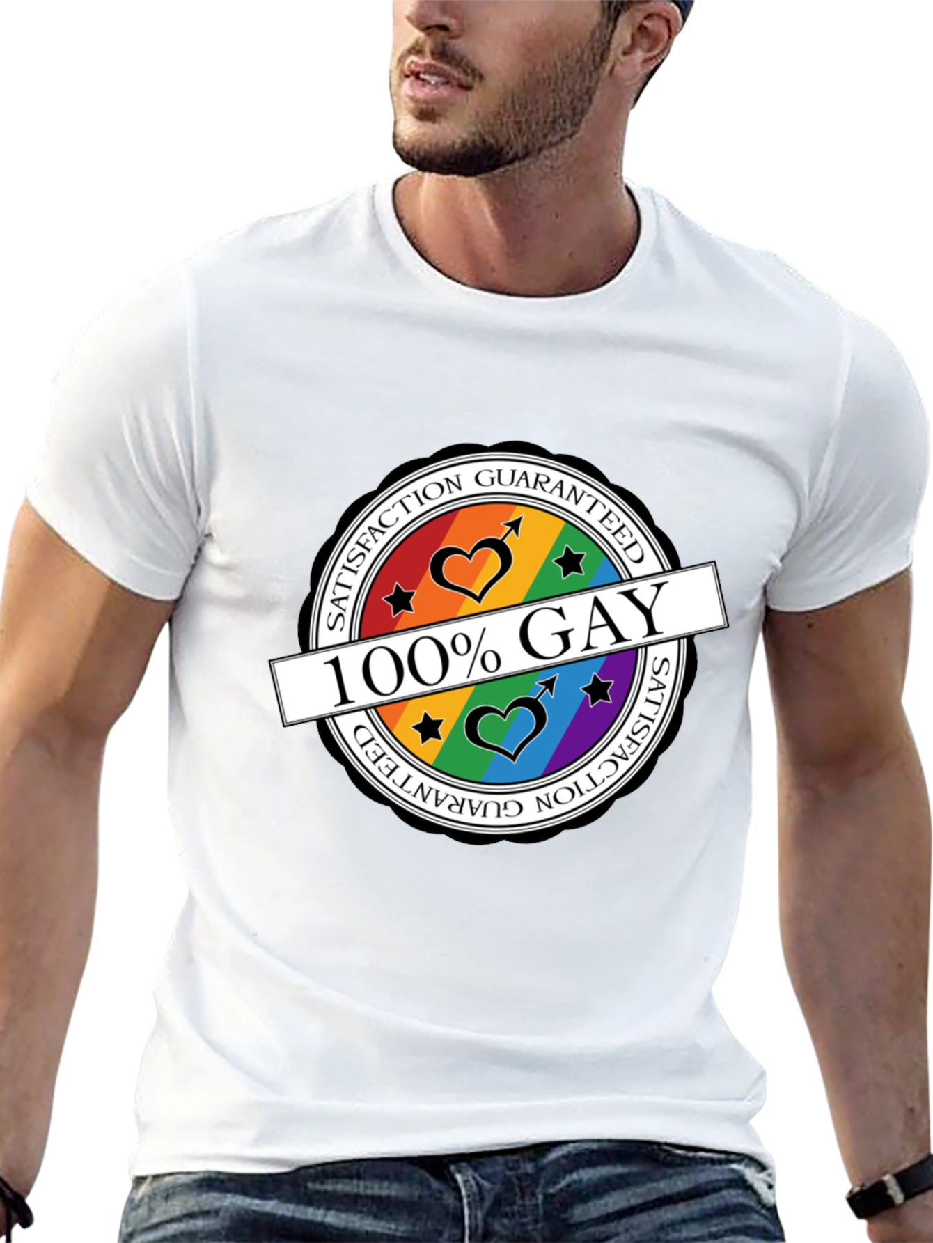 100% Gay Pride T-Shirt - Satisfaction Guaranteed