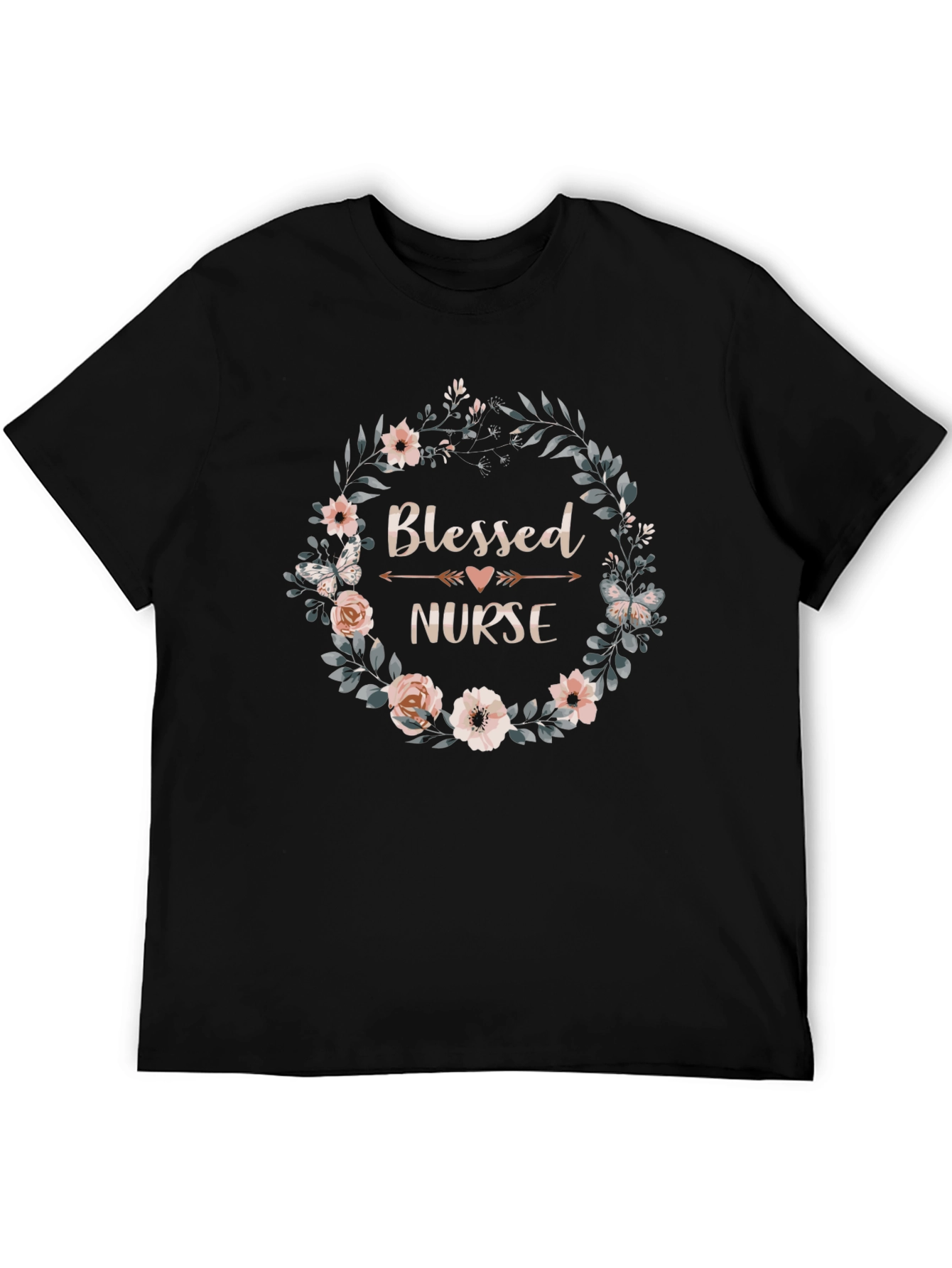 Blessed Nurse Floral Wreath T-Shirt