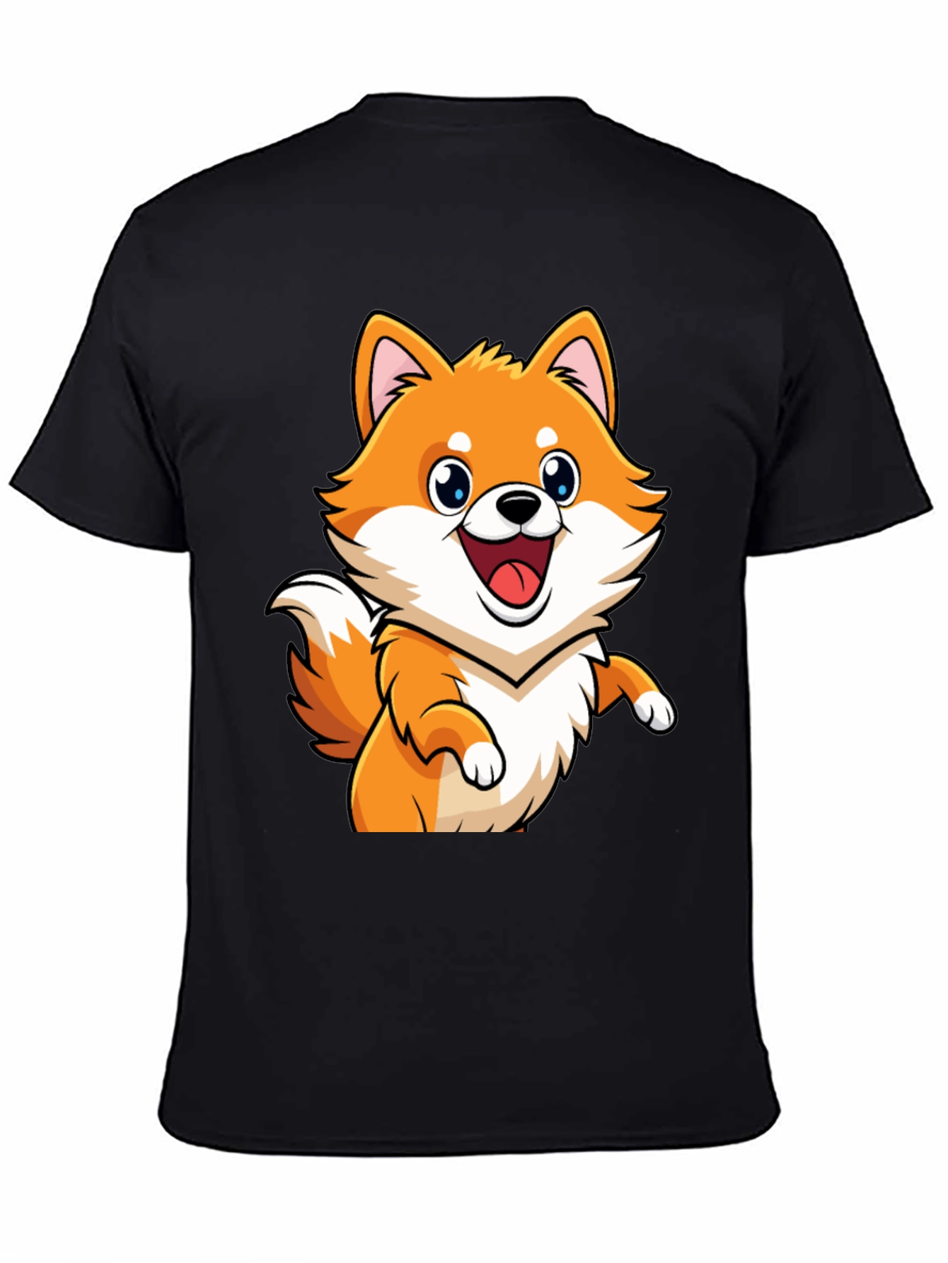 Shiba Inu Cartoon Graphic Black T-Shirt