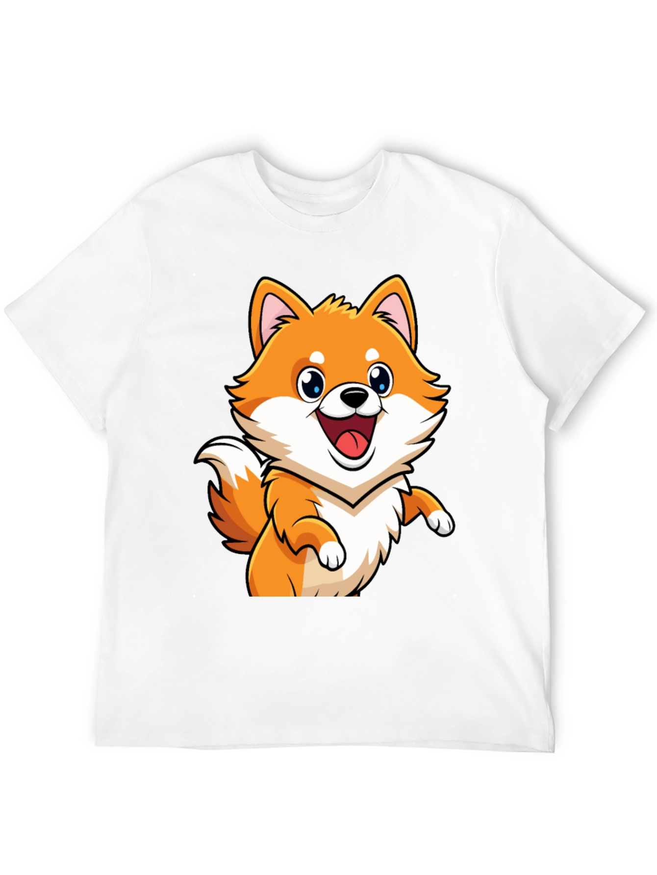 Shiba Inu Cartoon Graphic Black T-Shirt