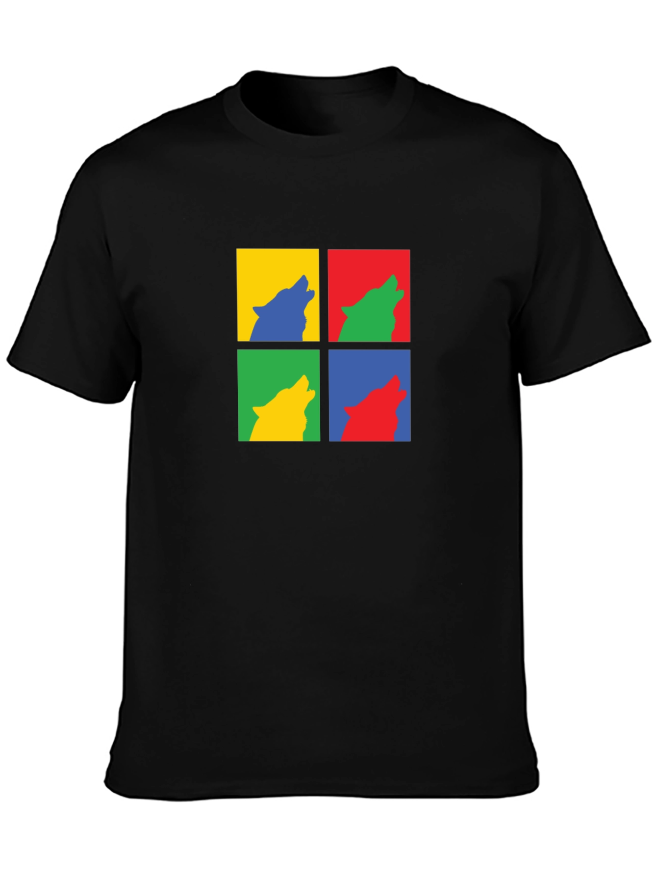 Wolf Pop Art Black T-Shirt - Modern Graphic Tee