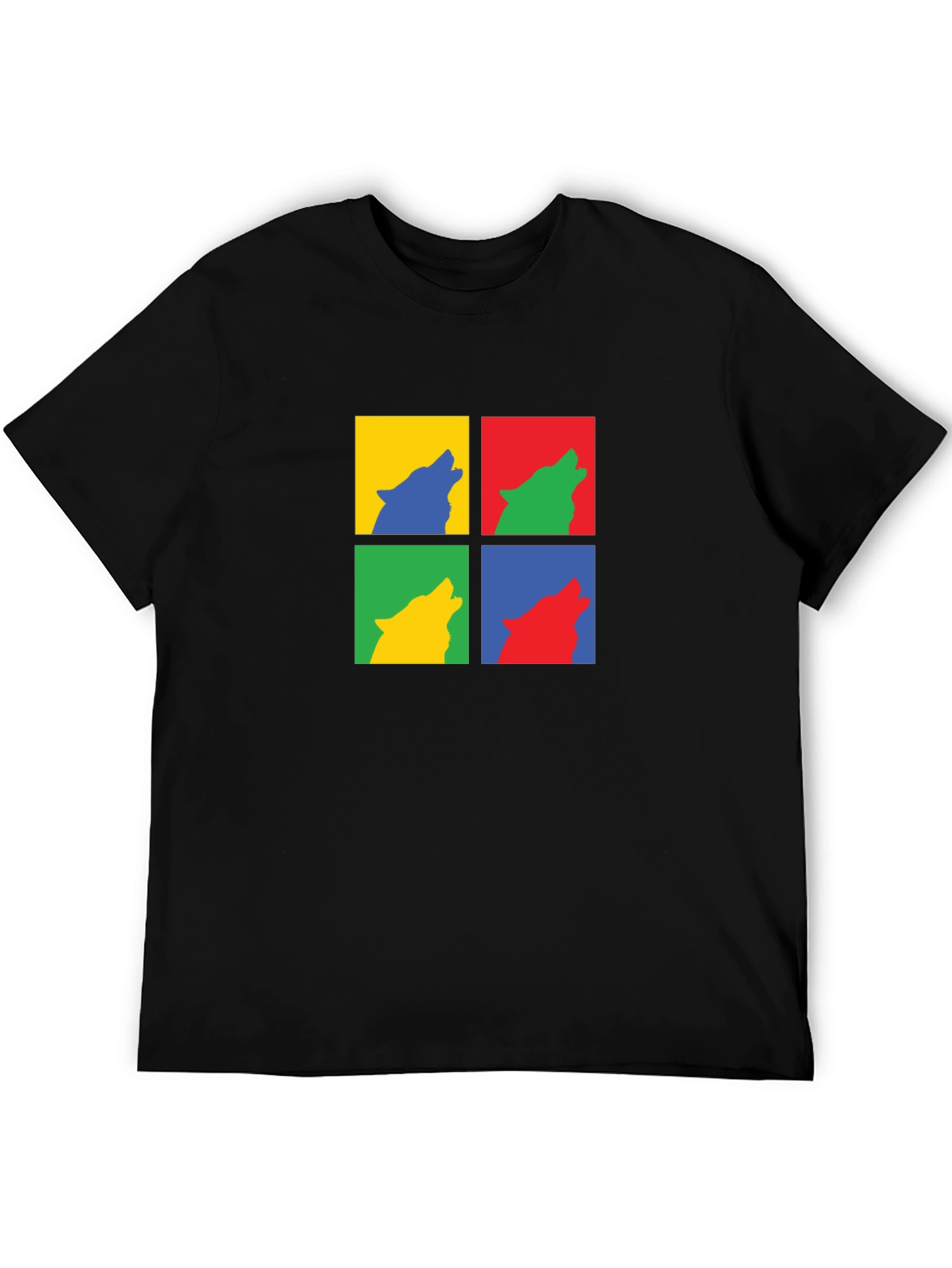 Wolf Pop Art Black T-Shirt - Modern Graphic Tee