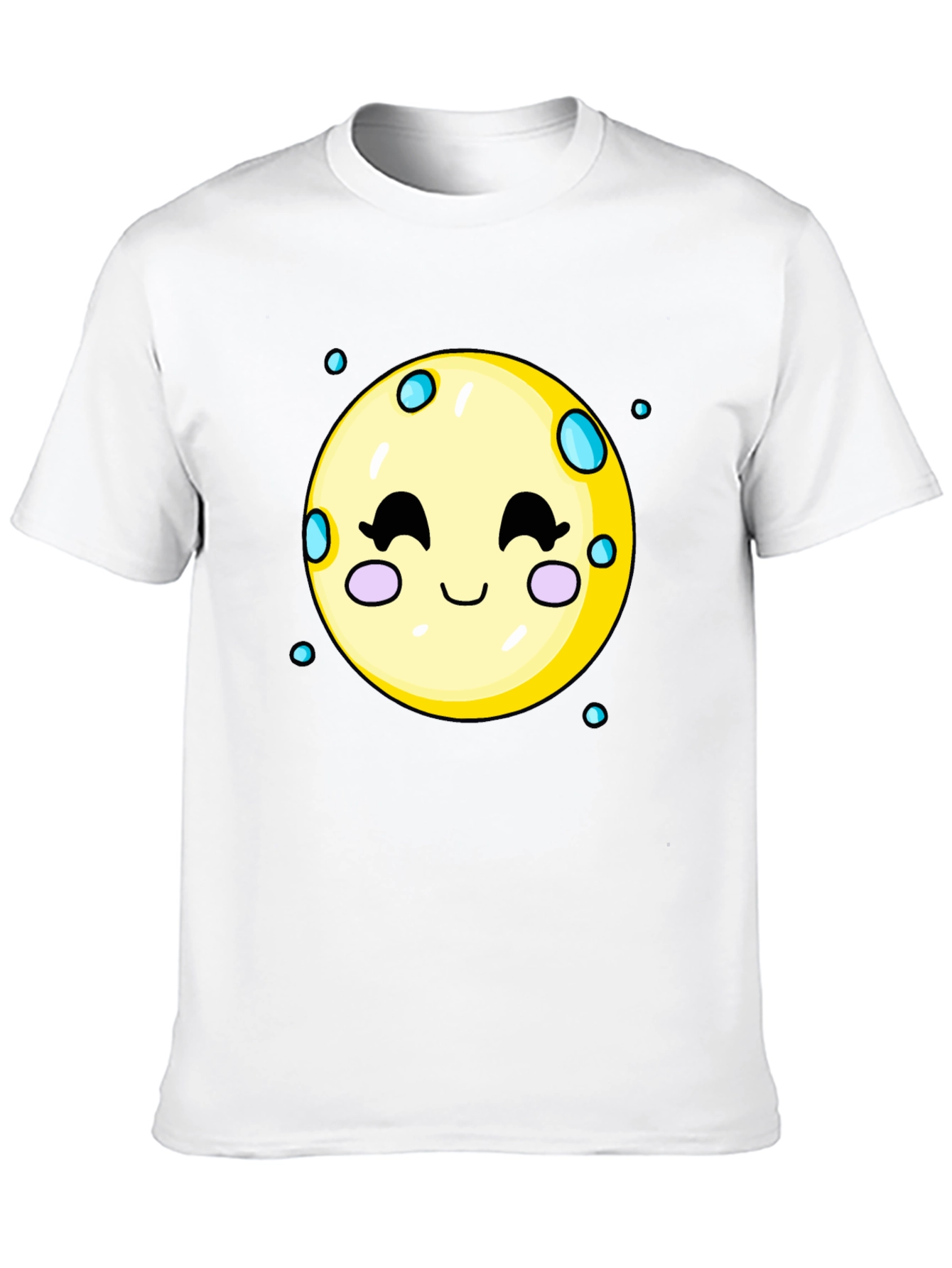 Cute Moon Graphic Tee - Black Cotton T-Shirt