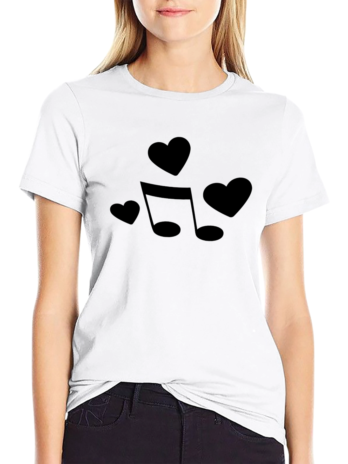 Musical Hearts Black T-Shirt: Love of Music
