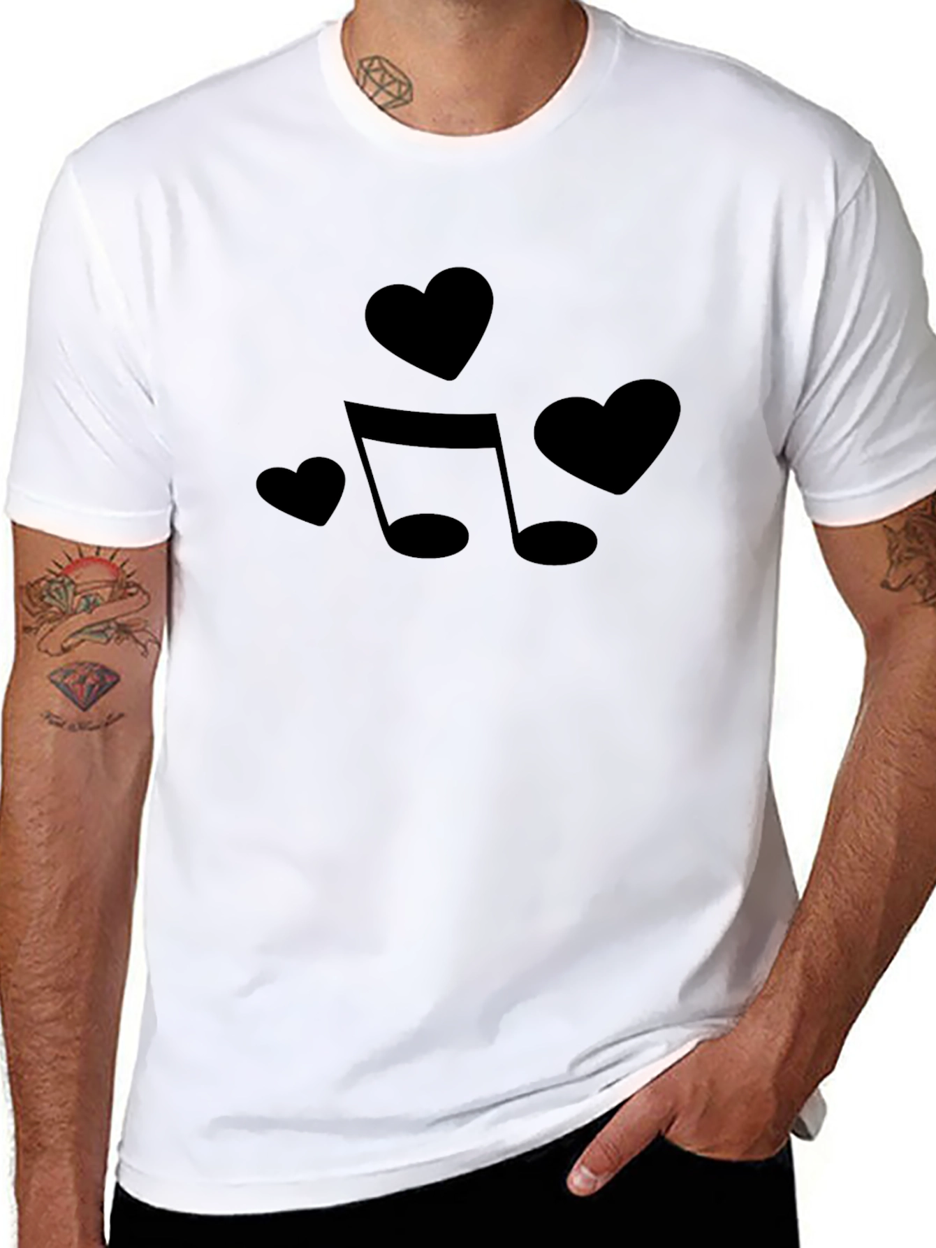 Musical Hearts Black T-Shirt: Love of Music