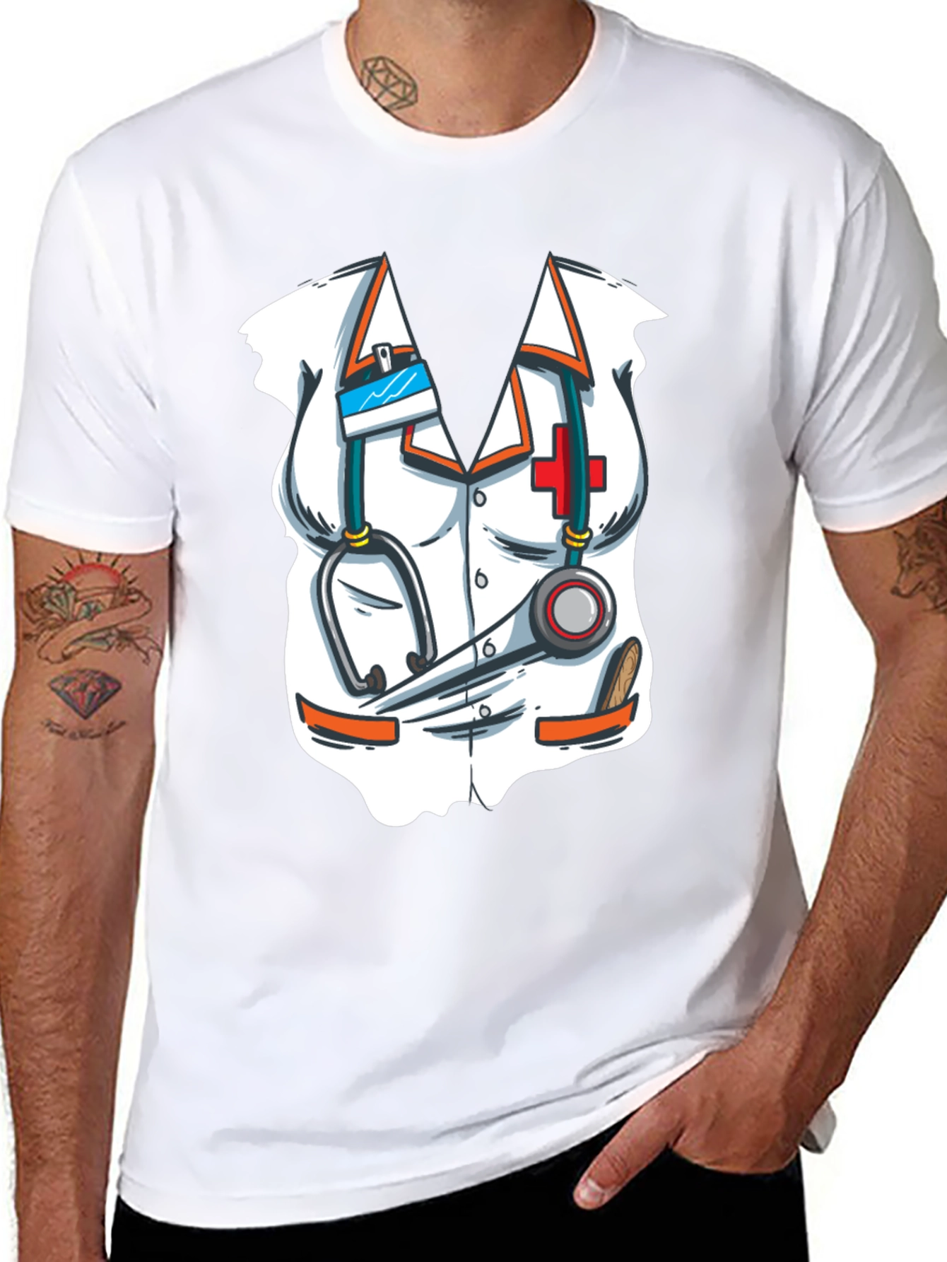Novelty Doctor Costume Graphic Print T-Shirt