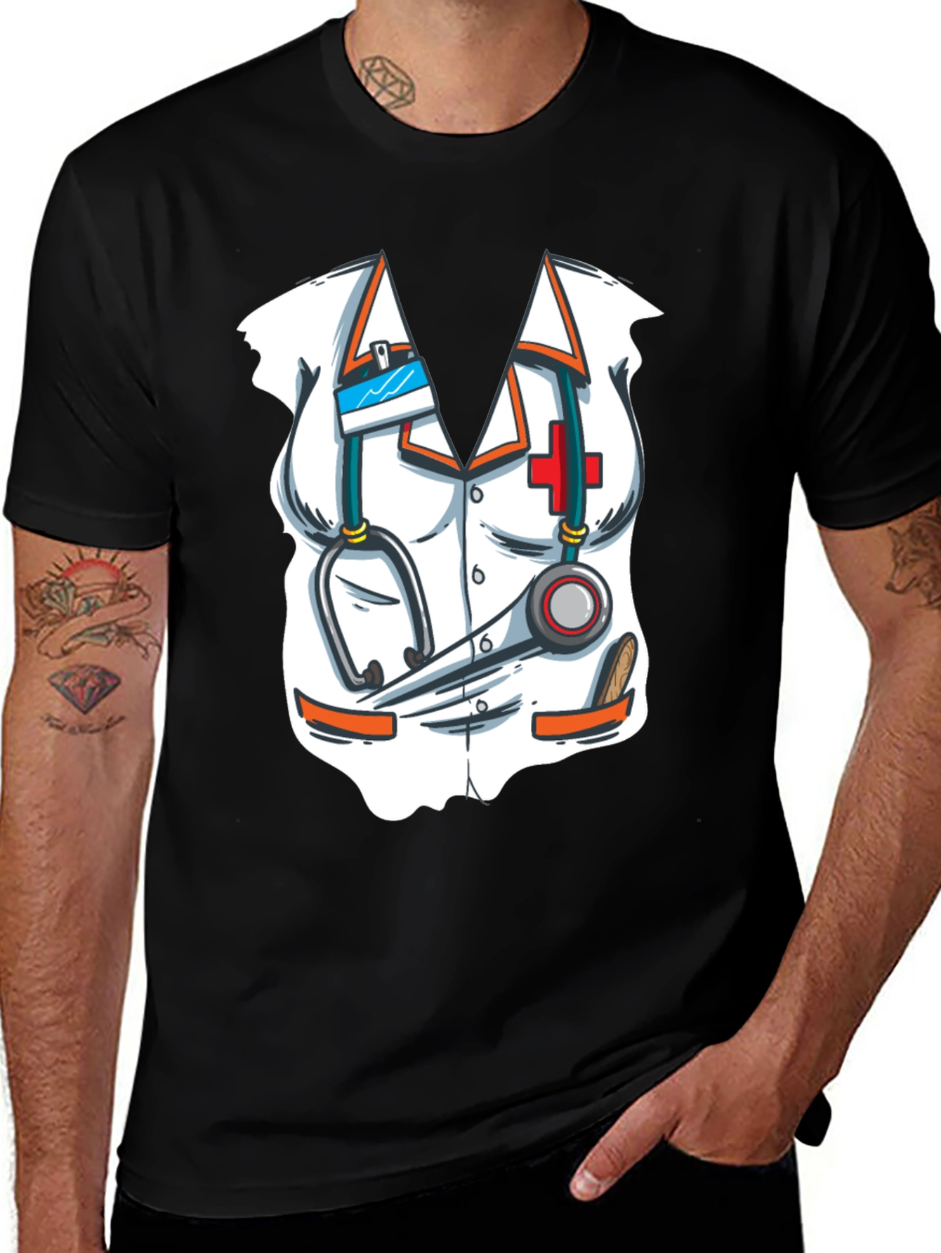 Novelty Doctor Costume Graphic Print T-Shirt