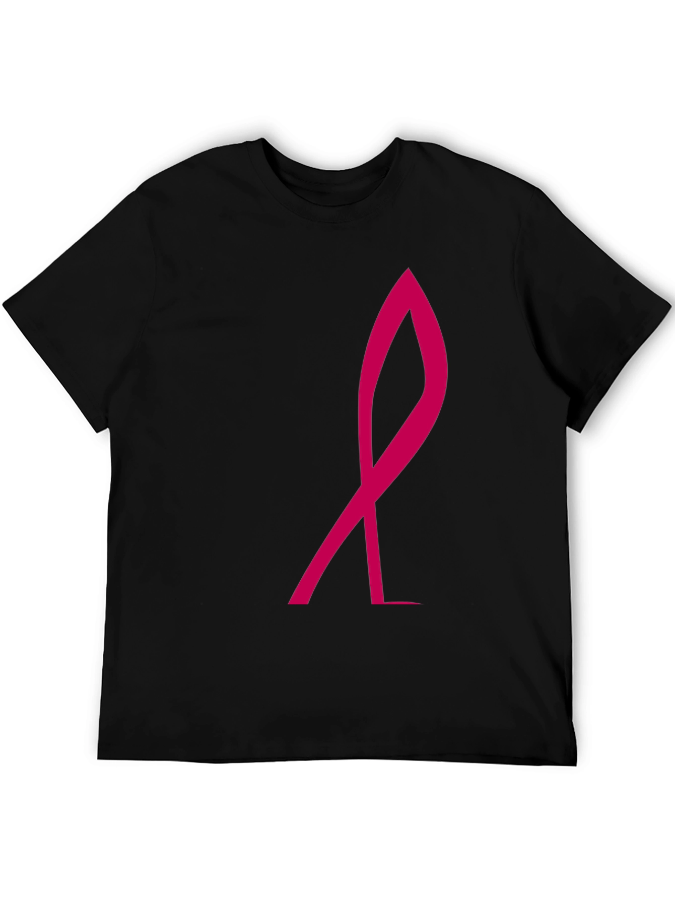 Stylish Black Tee with Pink Ribbon Graphic