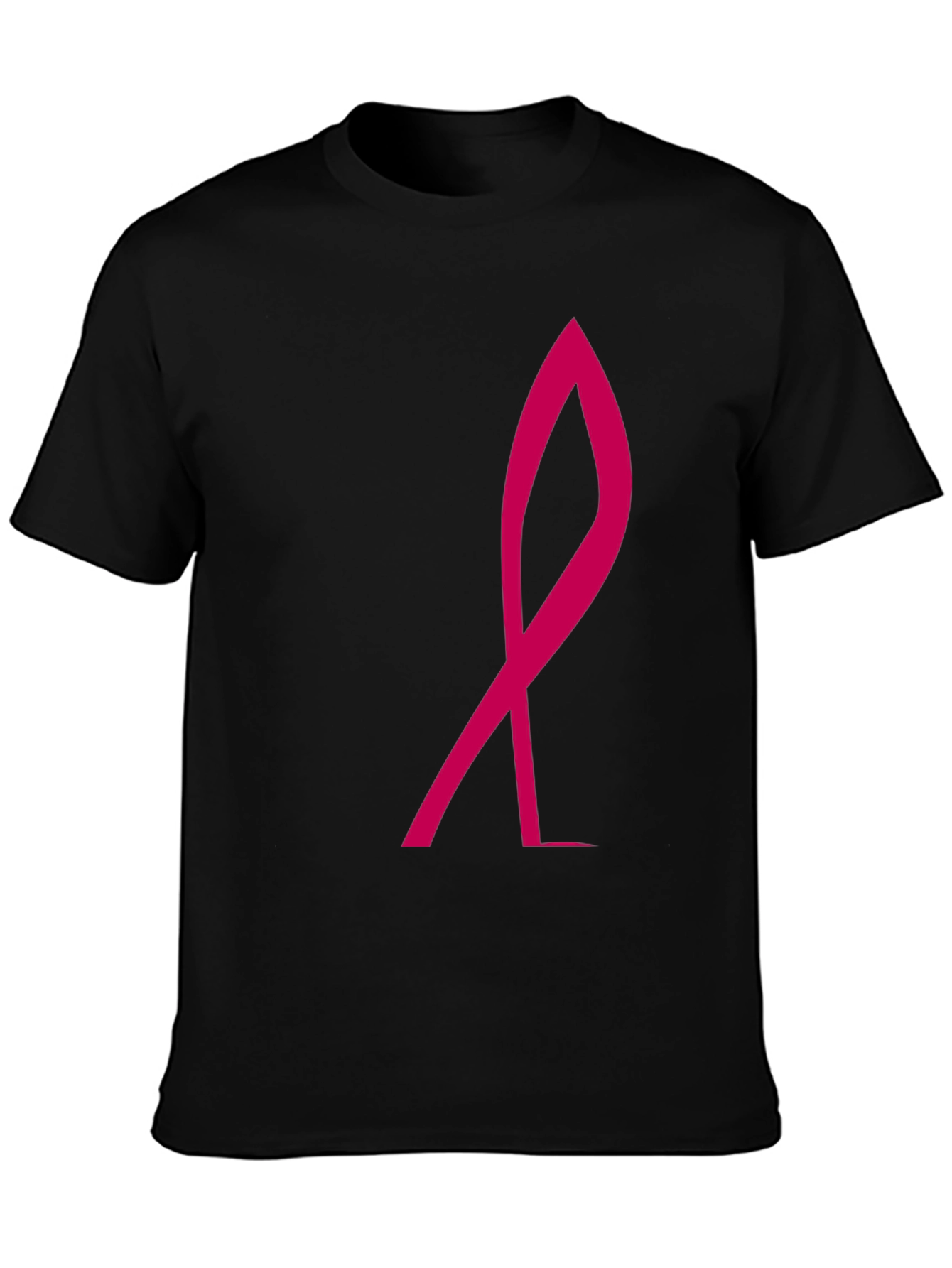Stylish Black Tee with Pink Ribbon Graphic