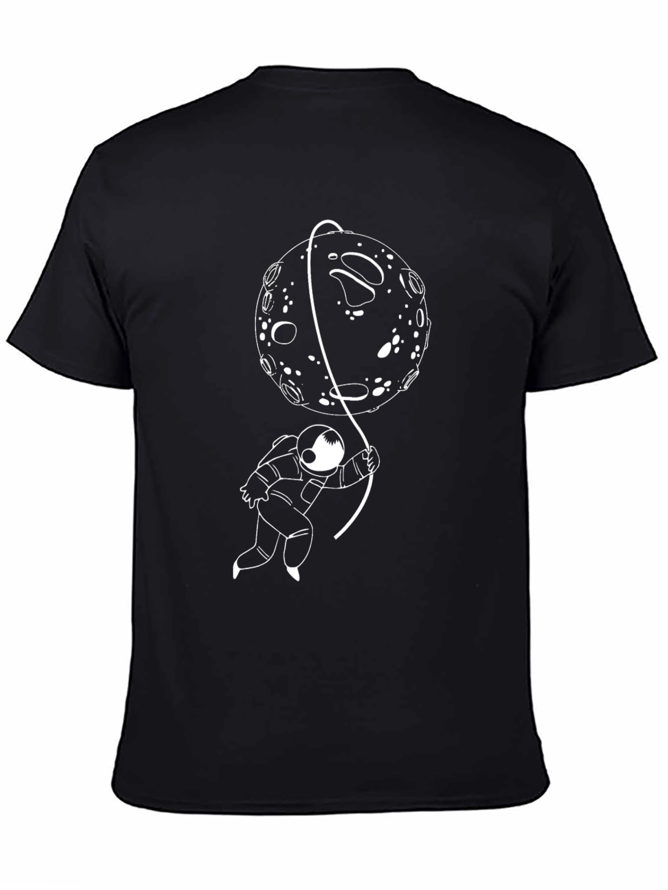 Astronaut Moon Black T-Shirt - Space Design