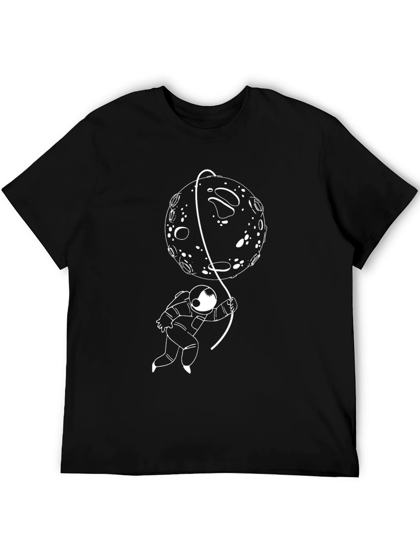 Astronaut Moon Black T-Shirt - Space Design