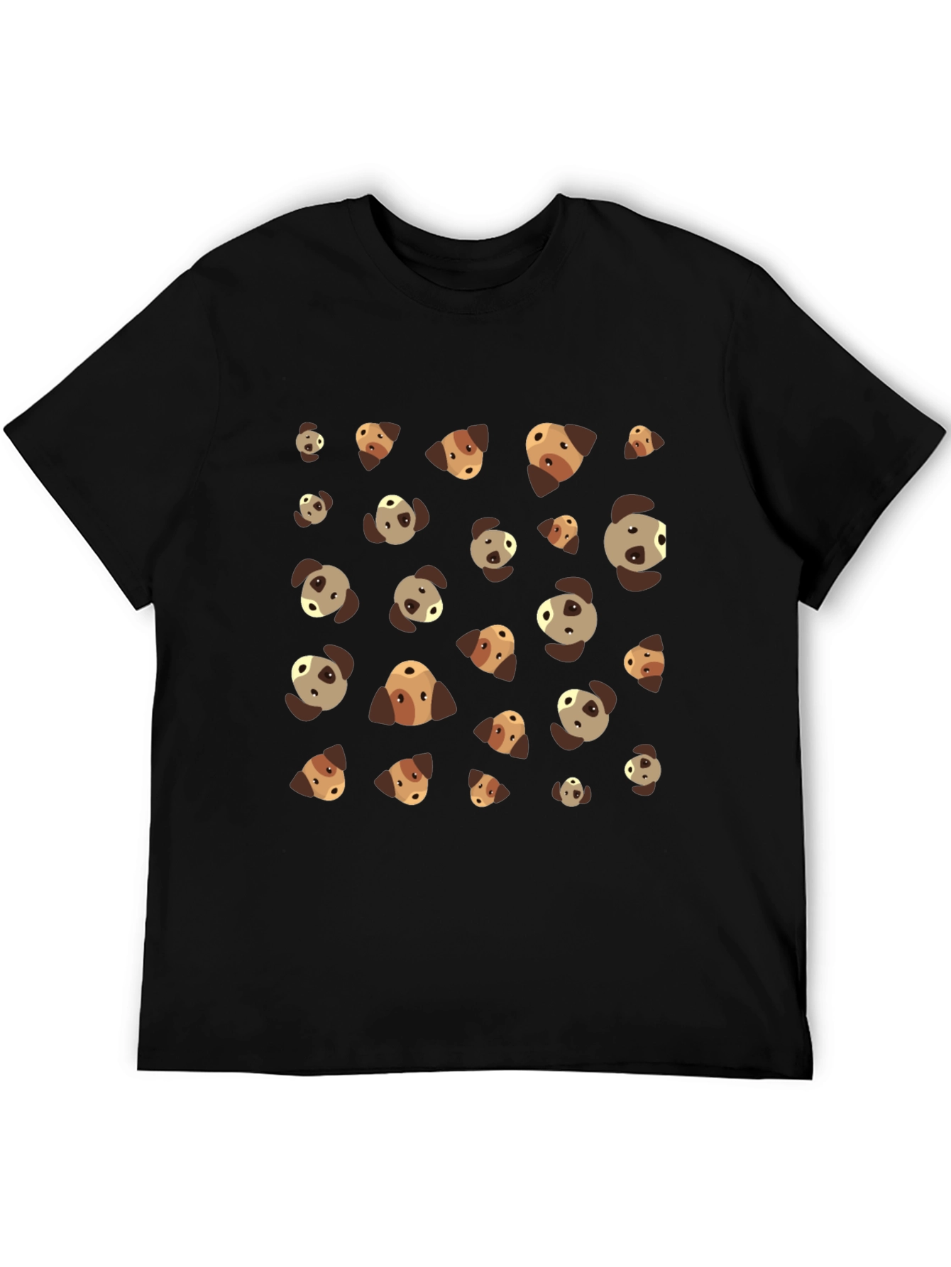 Dog Patterned Black T-Shirt