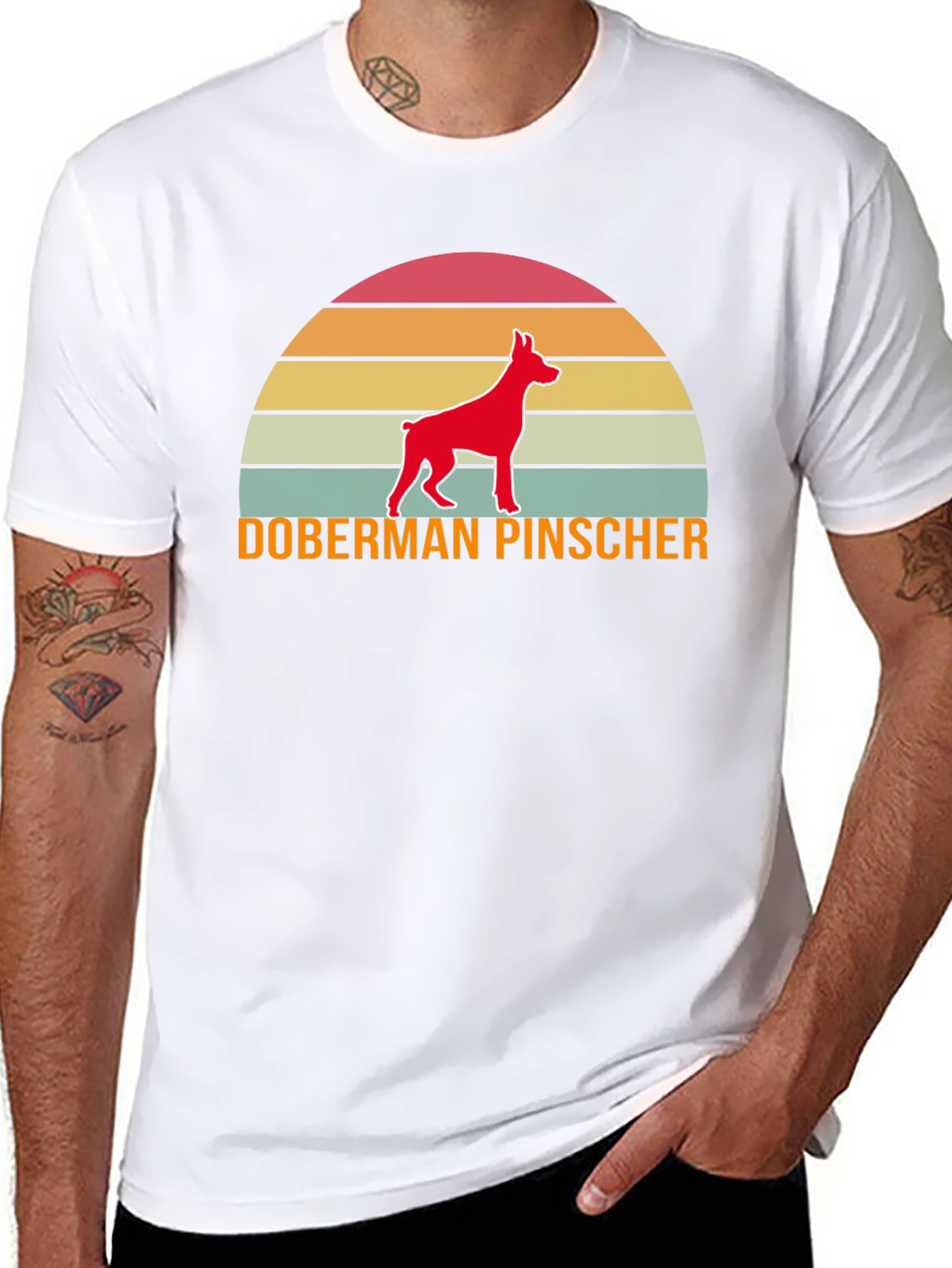 Doberman Sunset Graphic Tee - Dog Lover Shirt