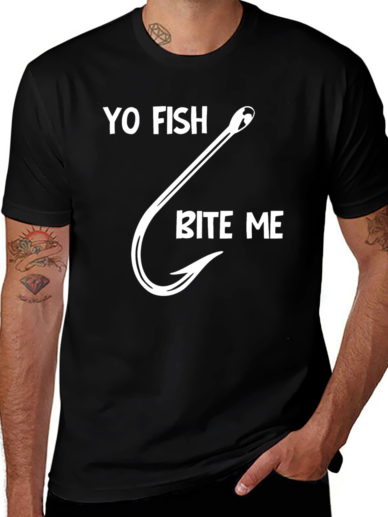 Yo Fish Bite Me Graphic Tee - Black