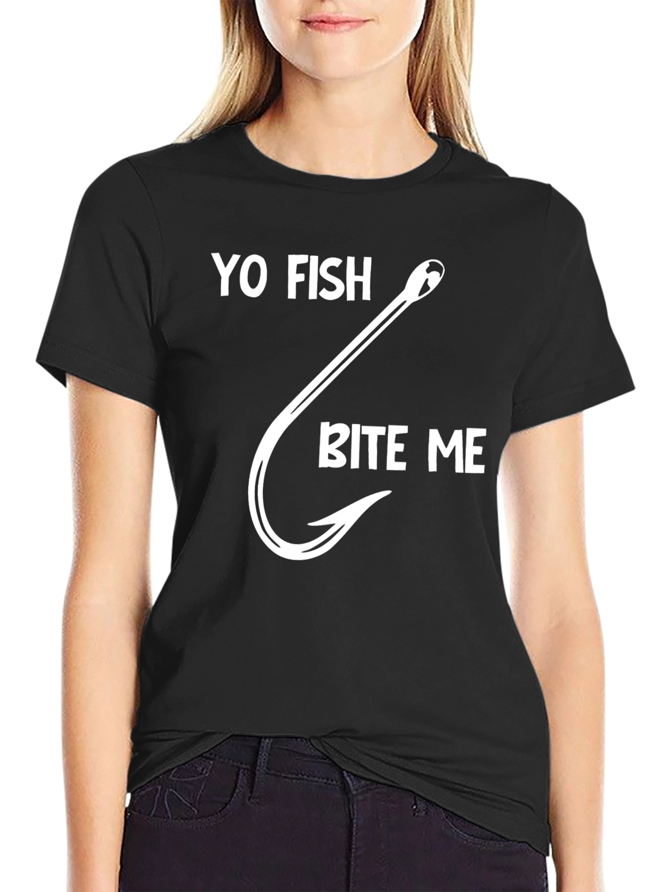 Yo Fish Bite Me Graphic Tee - Black