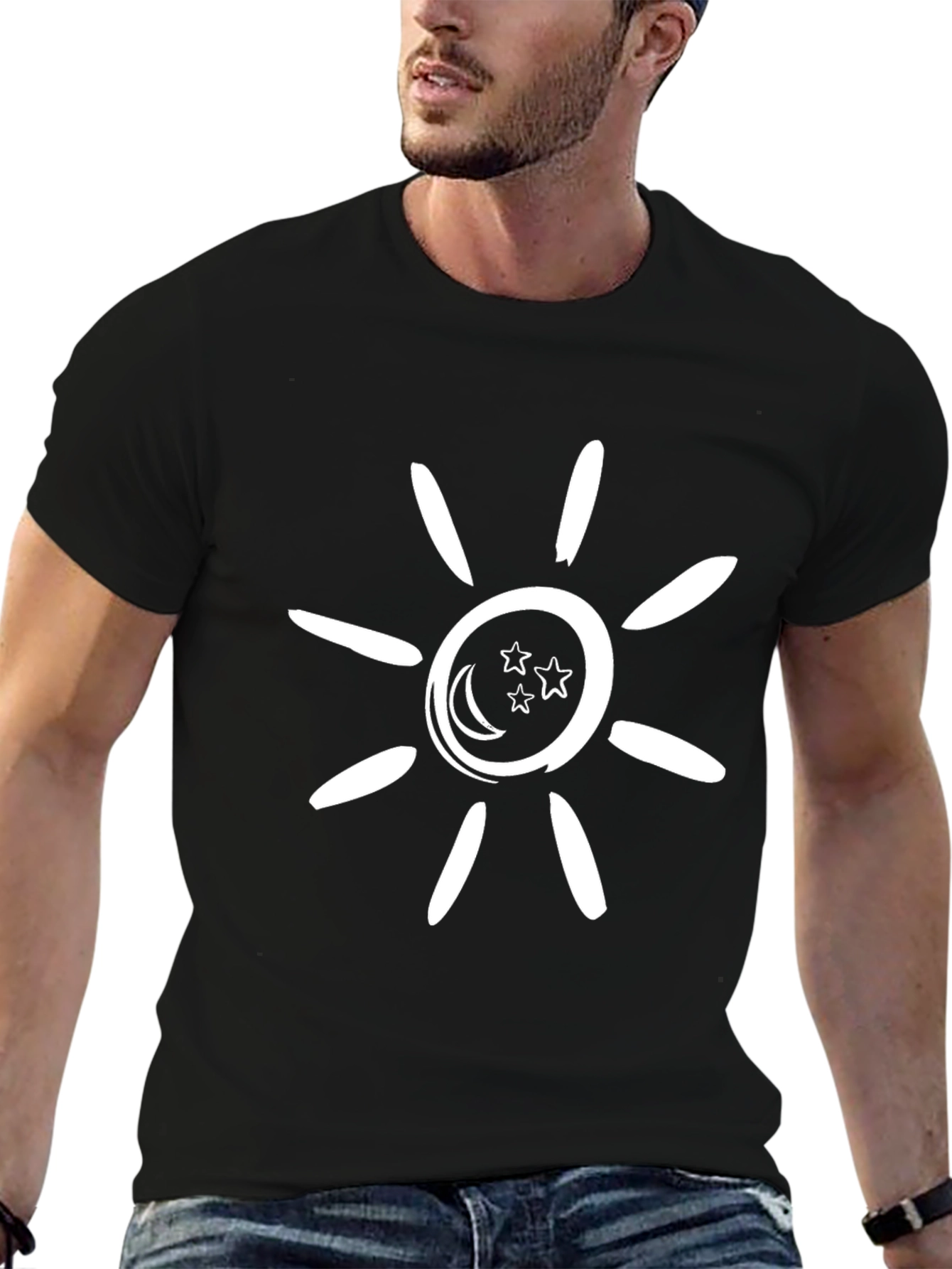 Celestial Sun & Moon T-Shirt - Black