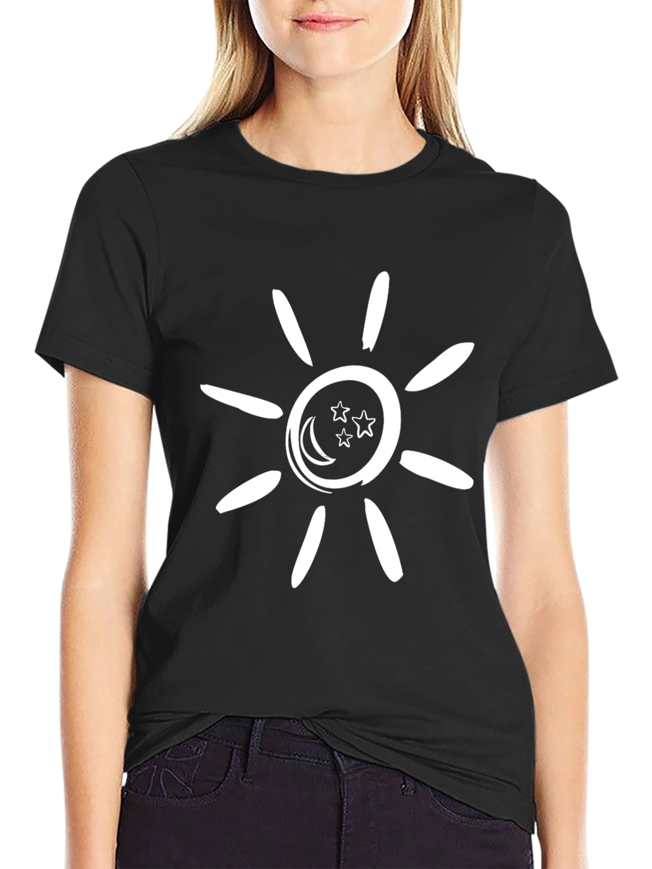 Celestial Sun & Moon T-Shirt - Black