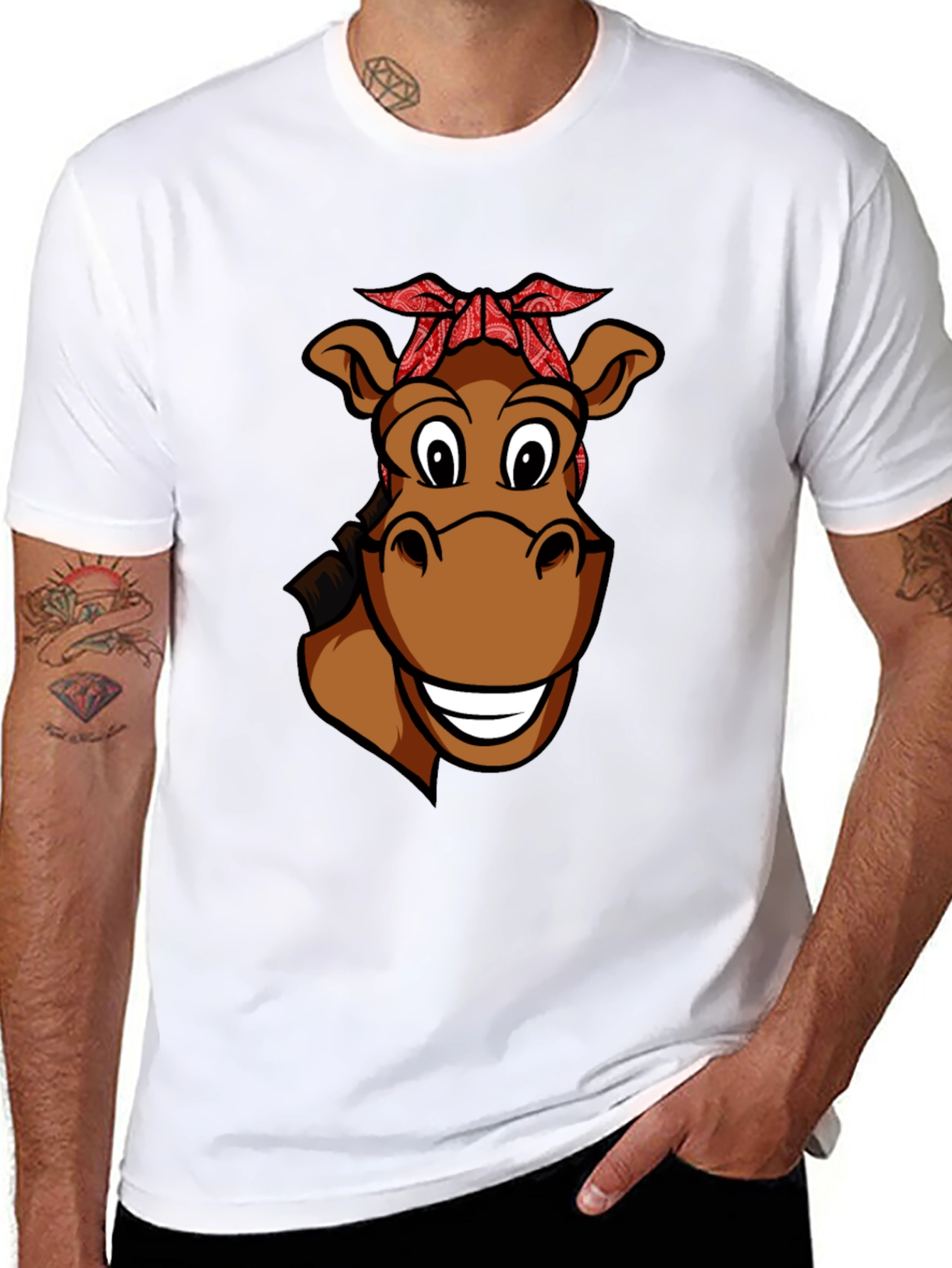 Funny Horse Cartoon Graphic T-Shirt