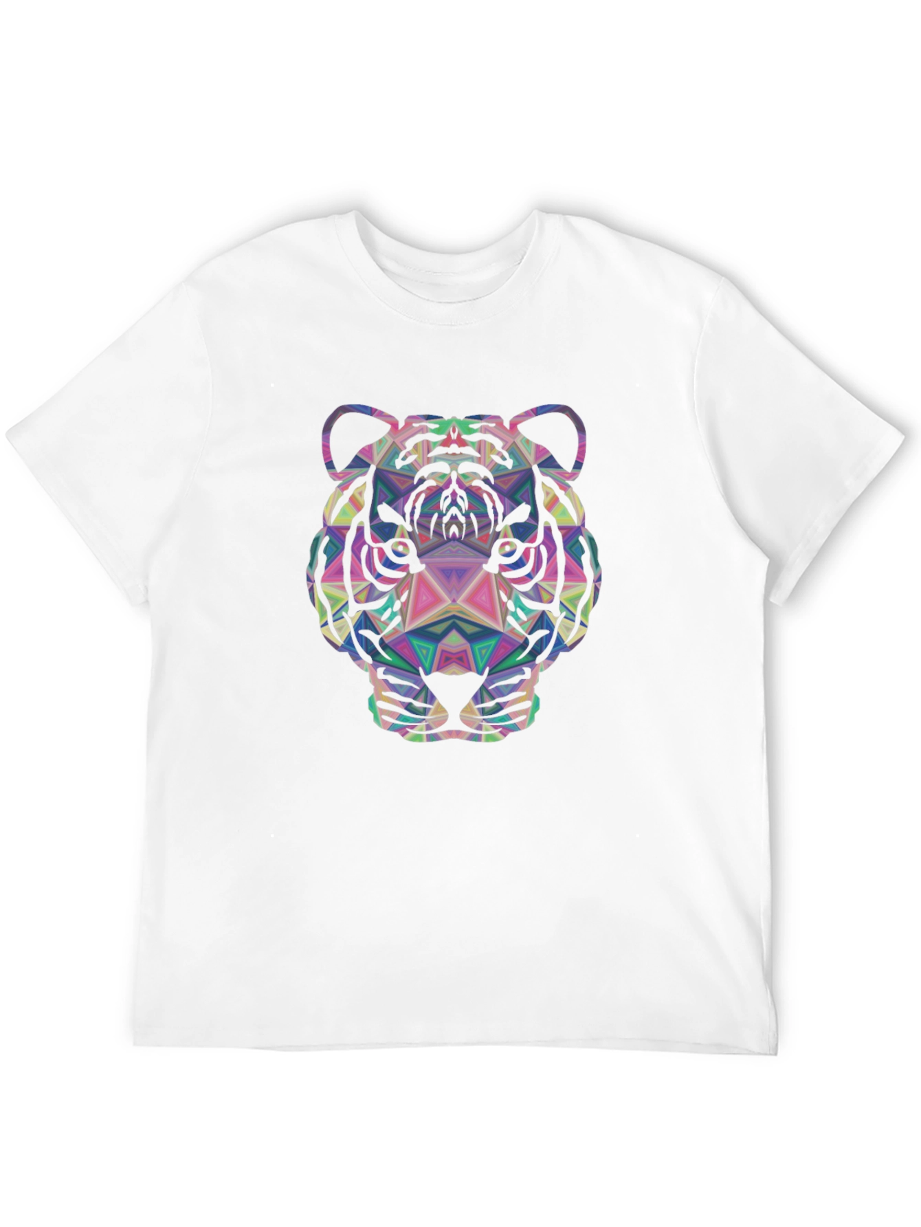 Geometric Tiger Graphic Tee - Stylish Mens Black T-Shirt