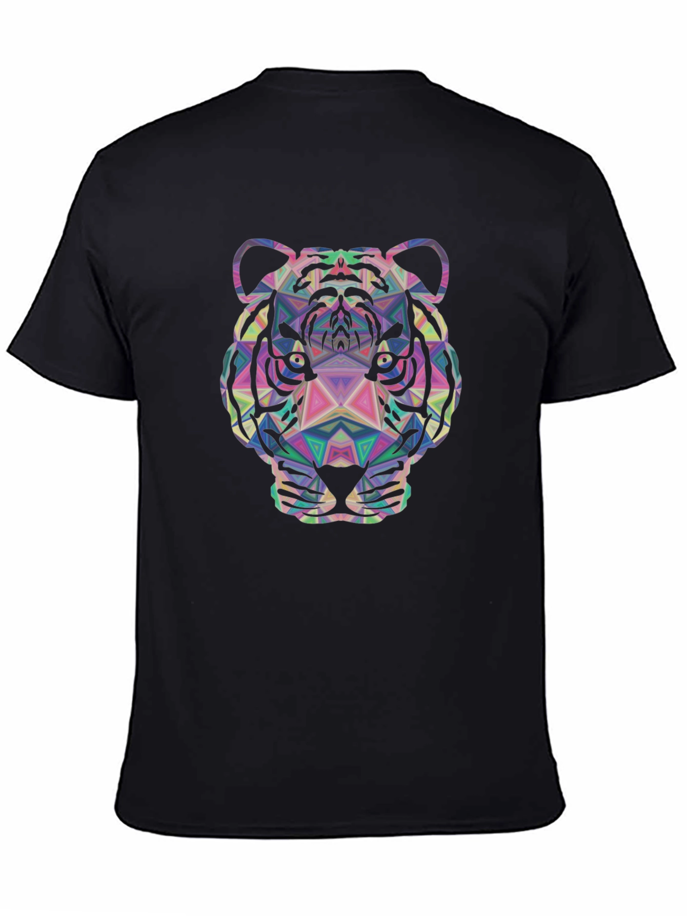Geometric Tiger Graphic Tee - Stylish Mens Black T-Shirt