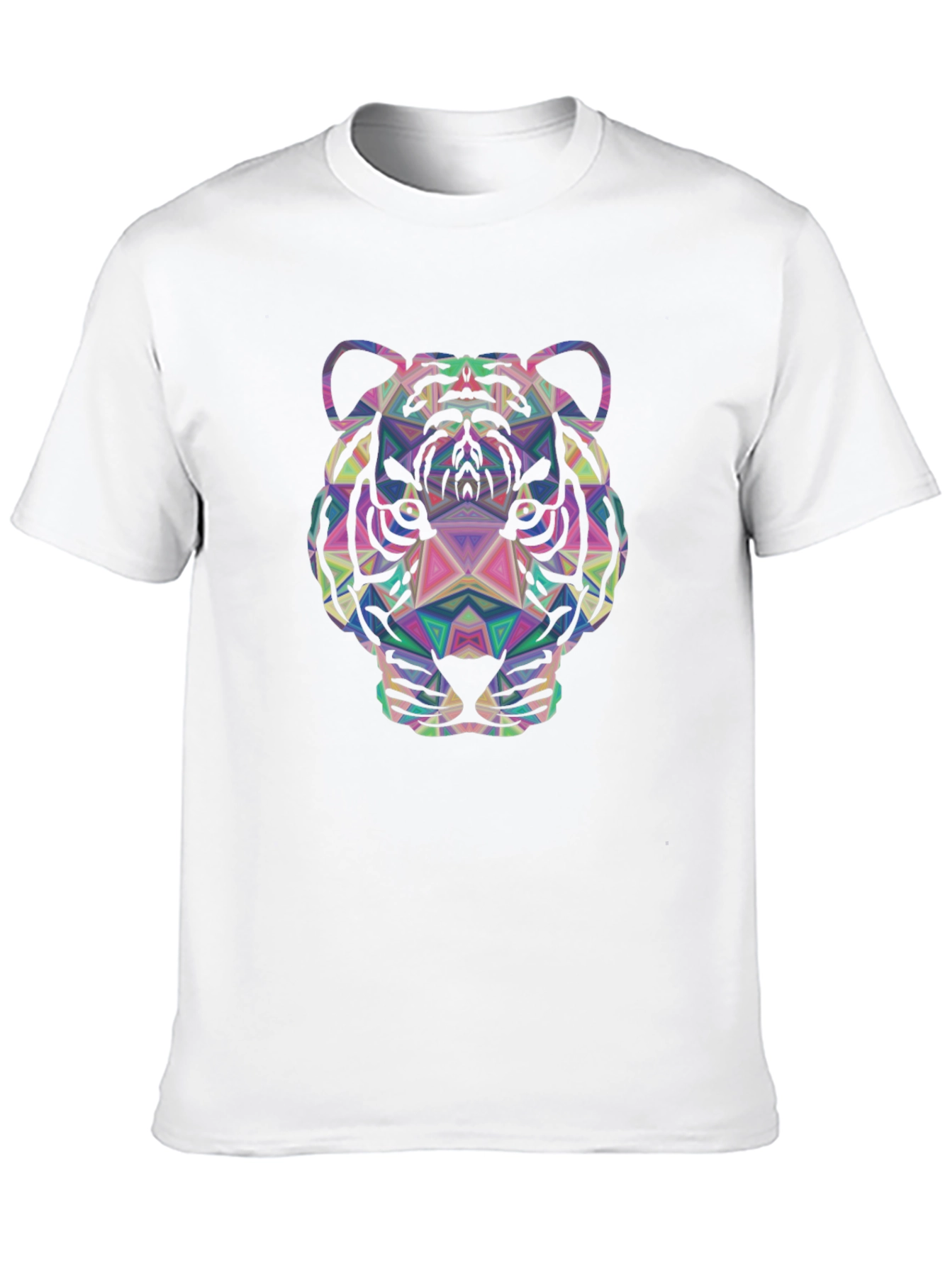 Geometric Tiger Graphic Tee - Stylish Mens Black T-Shirt