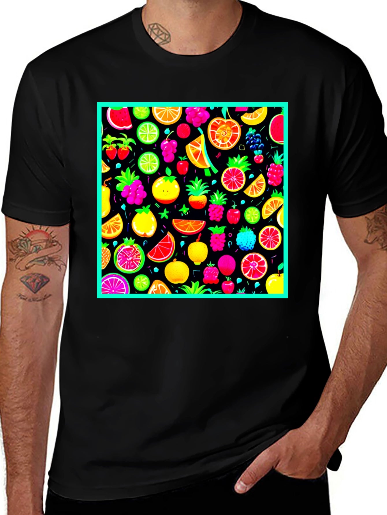 Vibrant Fruit Pattern T-Shirt