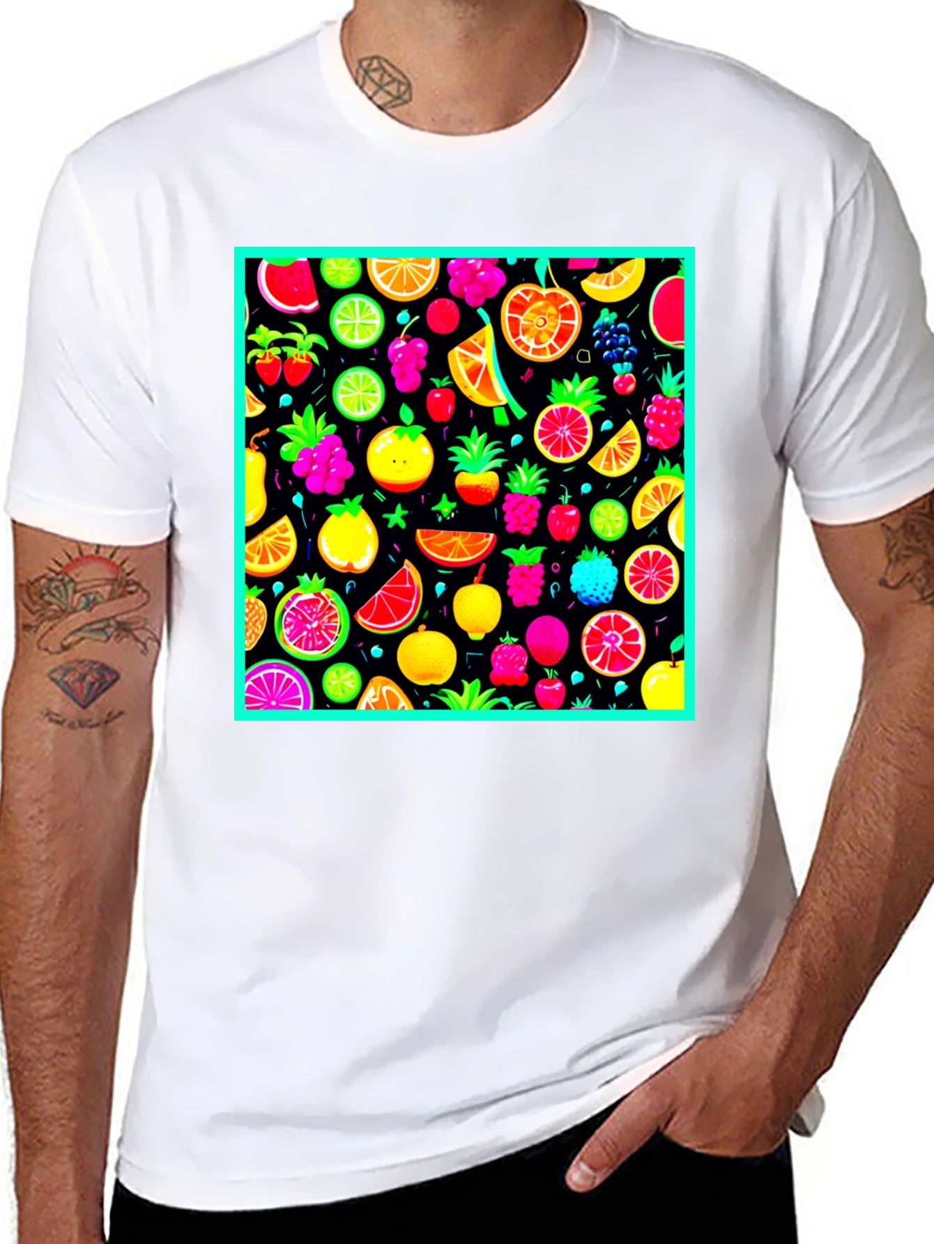 Vibrant Fruit Pattern T-Shirt