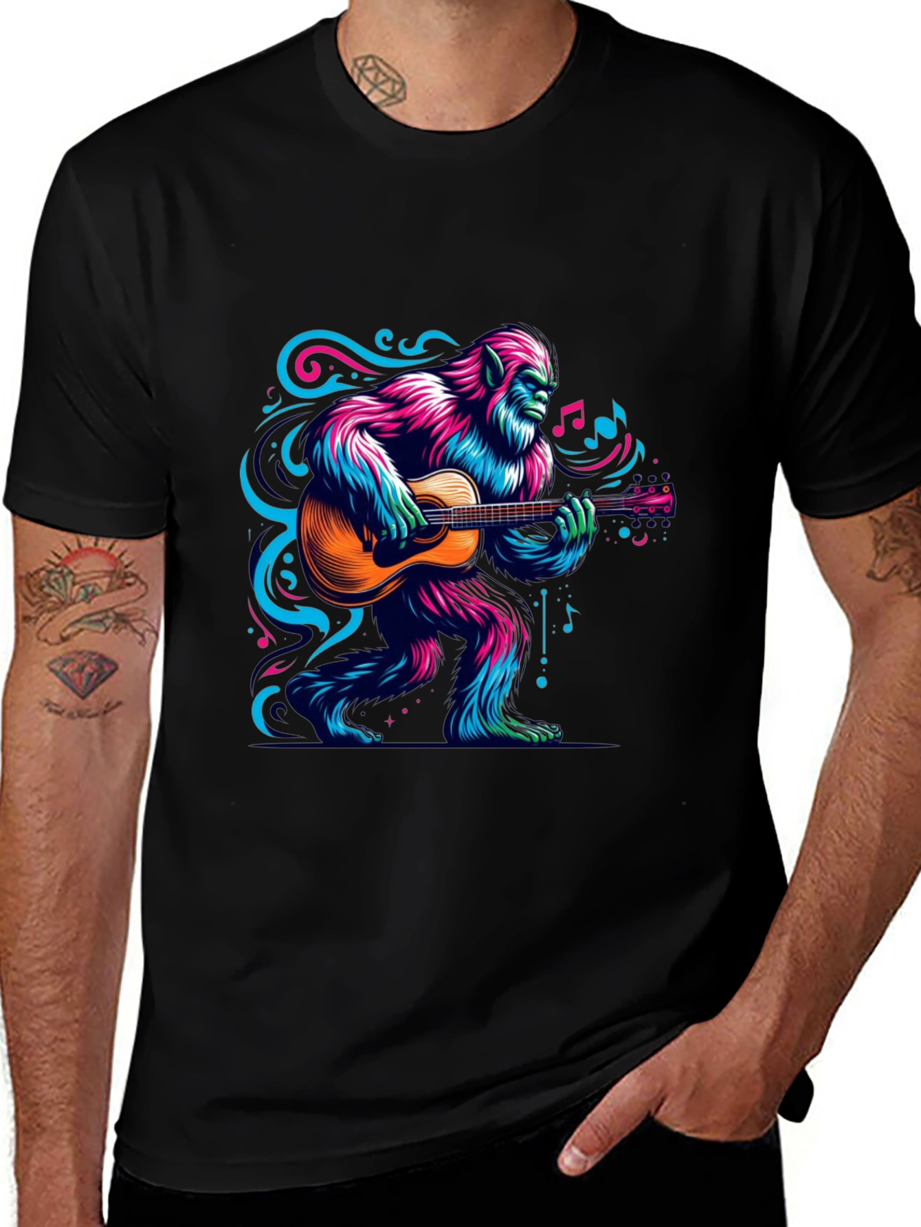Bigfoot Guitarist Graphic Tee - Music Lover T-Shirt