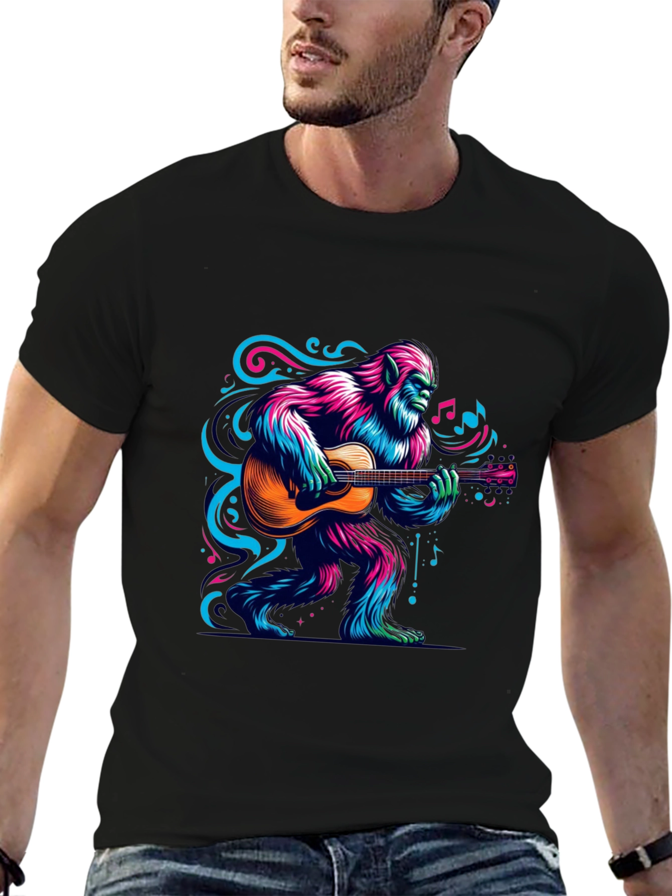 Bigfoot Guitarist Graphic Tee - Music Lover T-Shirt