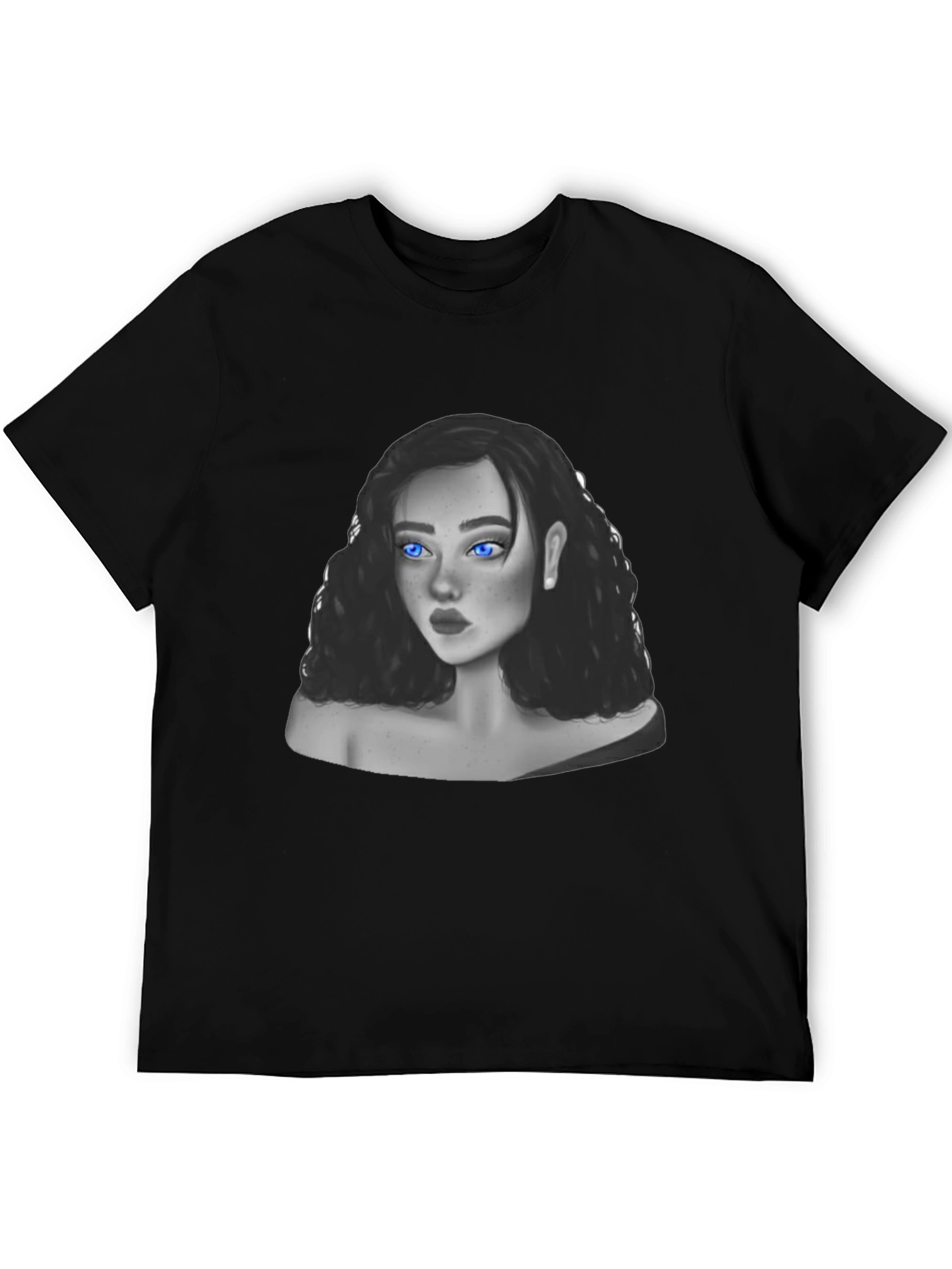 Woman Portrait Graphic Tee - Soft Black Cotton