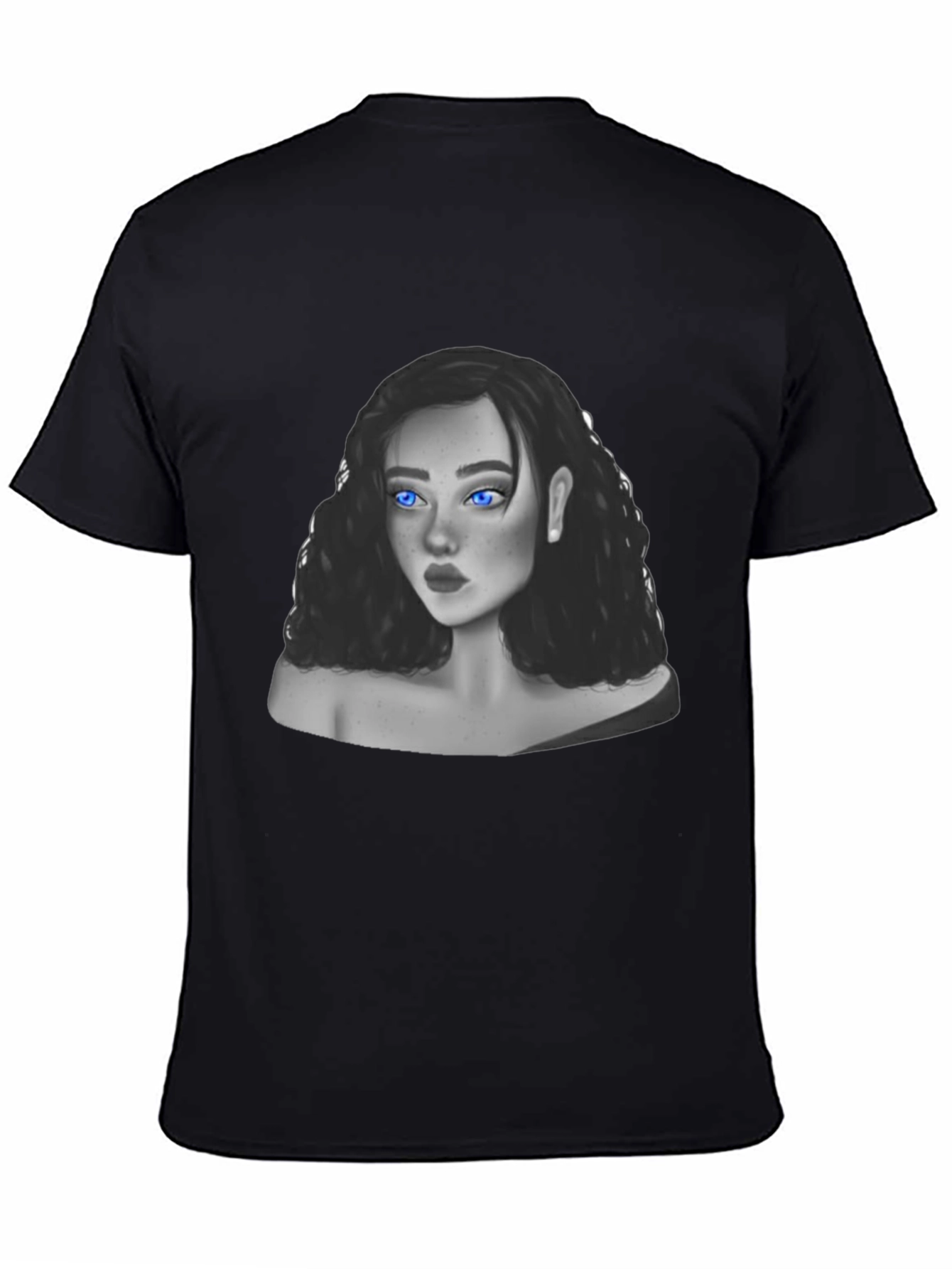 Woman Portrait Graphic Tee - Soft Black Cotton