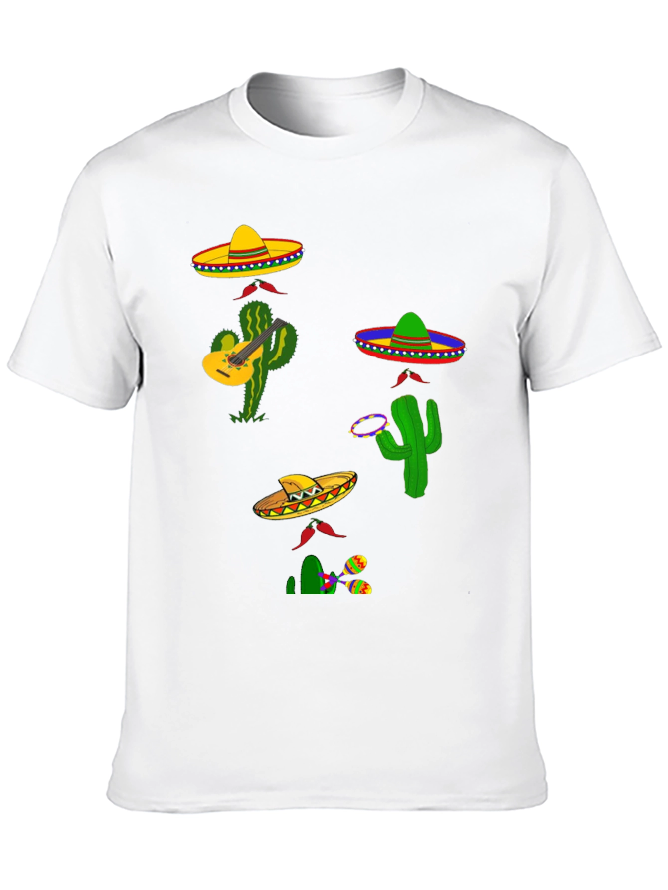 Festive Fiesta T-Shirt: Sombreros Cacti and Musical Fun