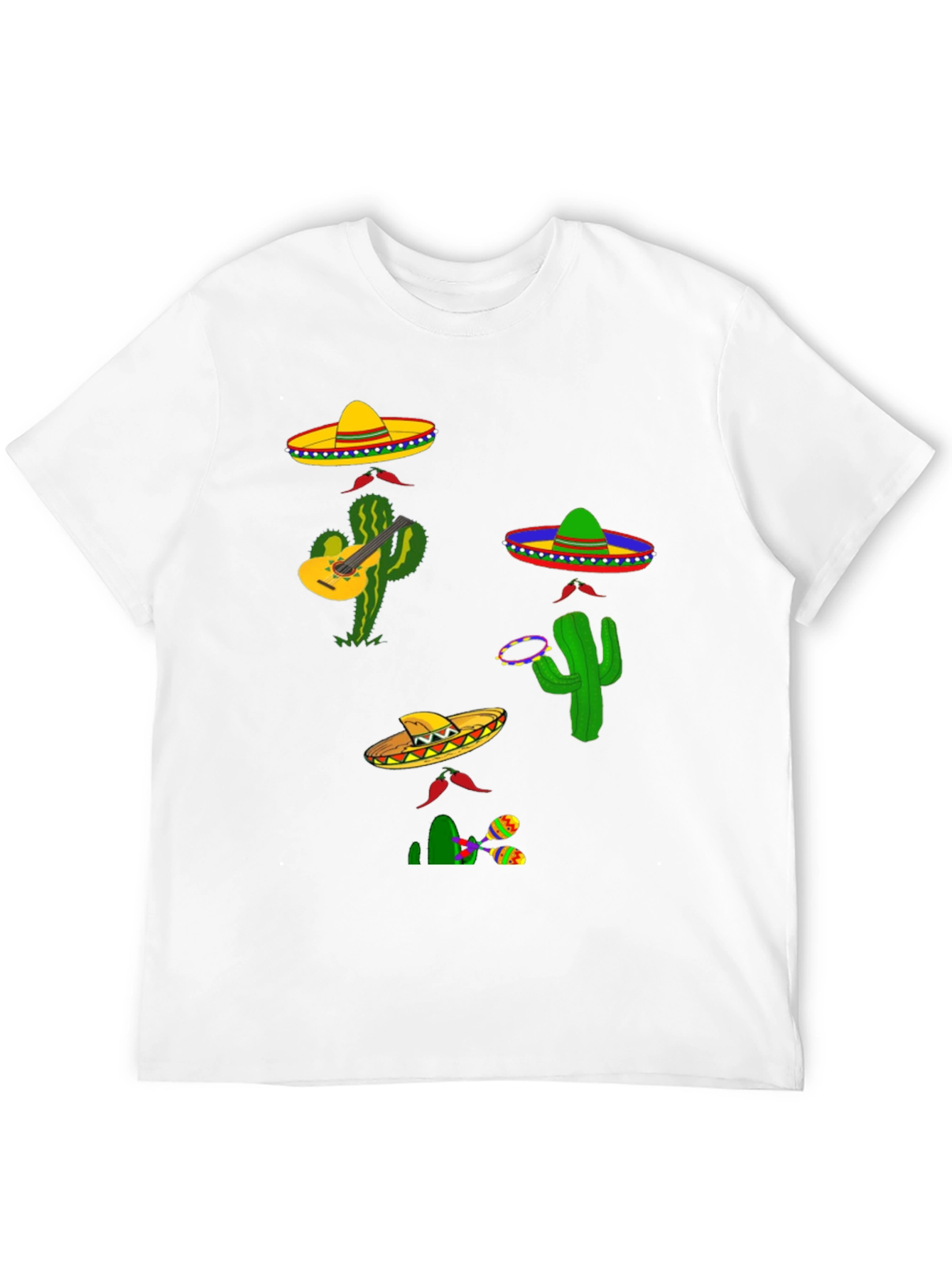 Festive Fiesta T-Shirt: Sombreros Cacti and Musical Fun