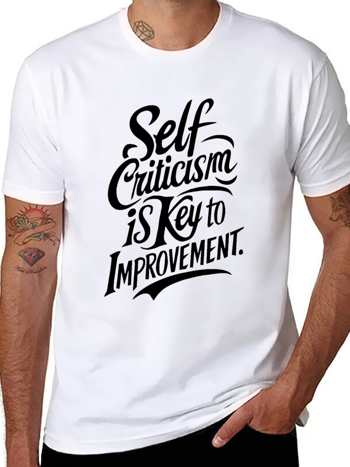 Self Criticism T-Shirt: Key to Improvement Black Graphic Tee
