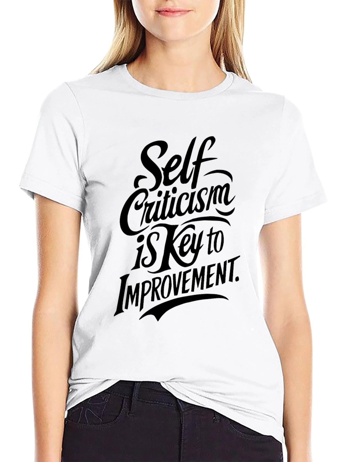 Self Criticism T-Shirt: Key to Improvement Black Graphic Tee