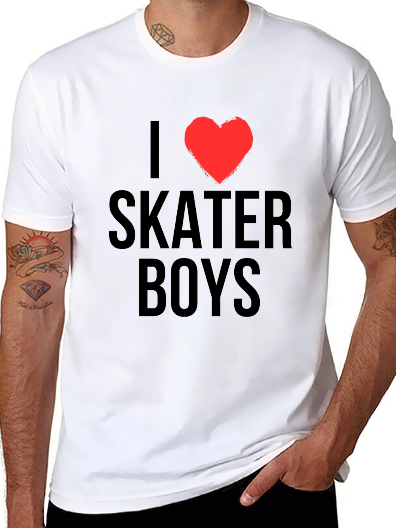 I Heart Skater Boys Black Graphic T-Shirt