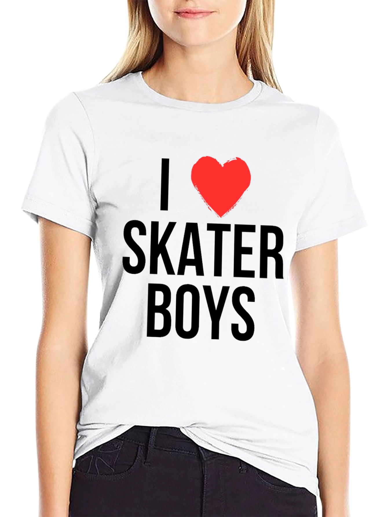 I Heart Skater Boys Black Graphic T-Shirt