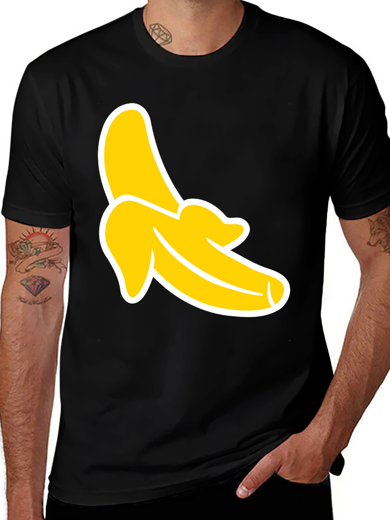 Banana Graphic Tee - Black Cotton T-Shirt
