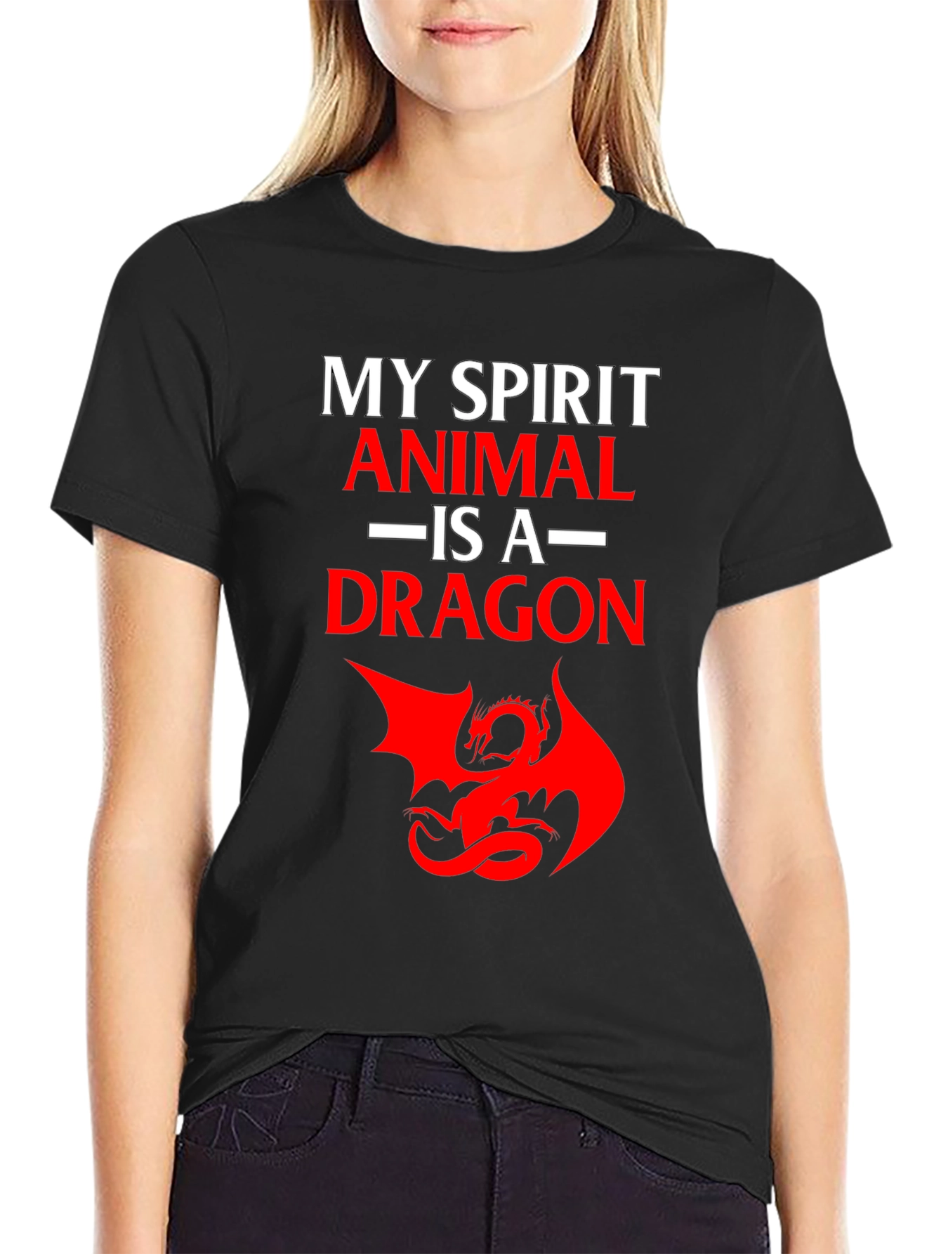 Dragon Spirit Animal T-Shirt - Black Cotton Tee